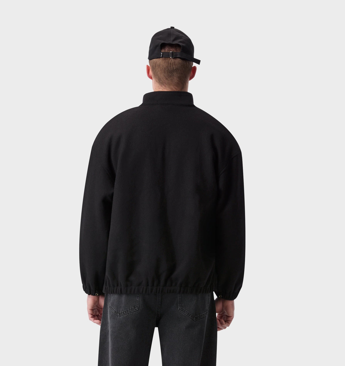 Funnel Neck Jacket - Black Wool