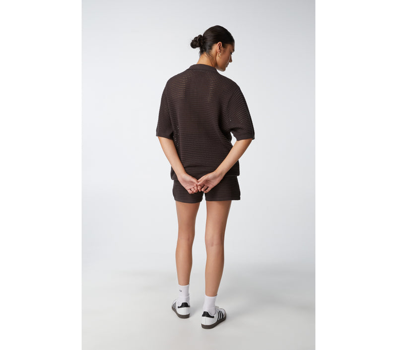 Arlo SS Knit Polo Shirt - Charcoal