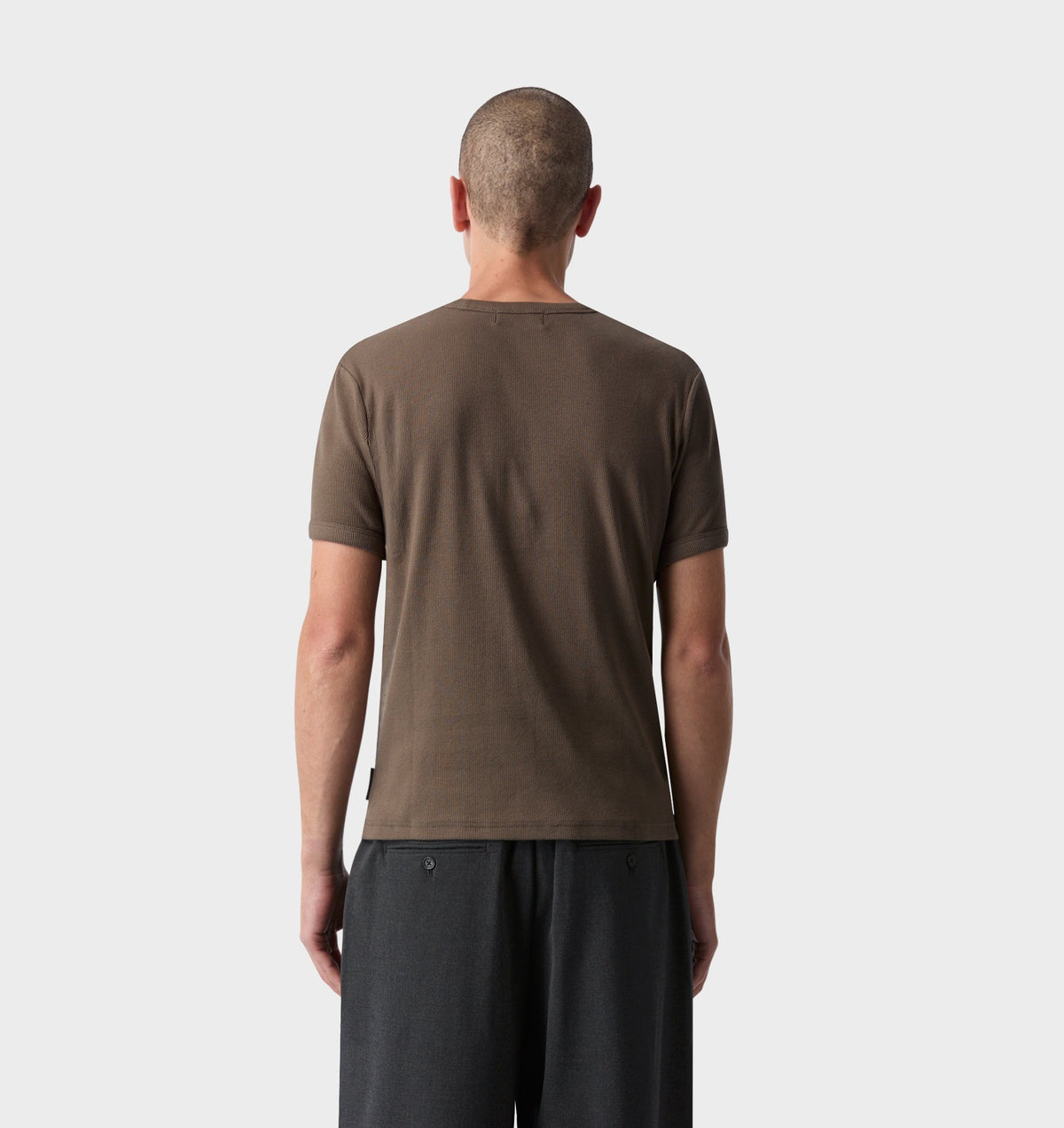 Ribbed Slim Tee - Smoke Moss