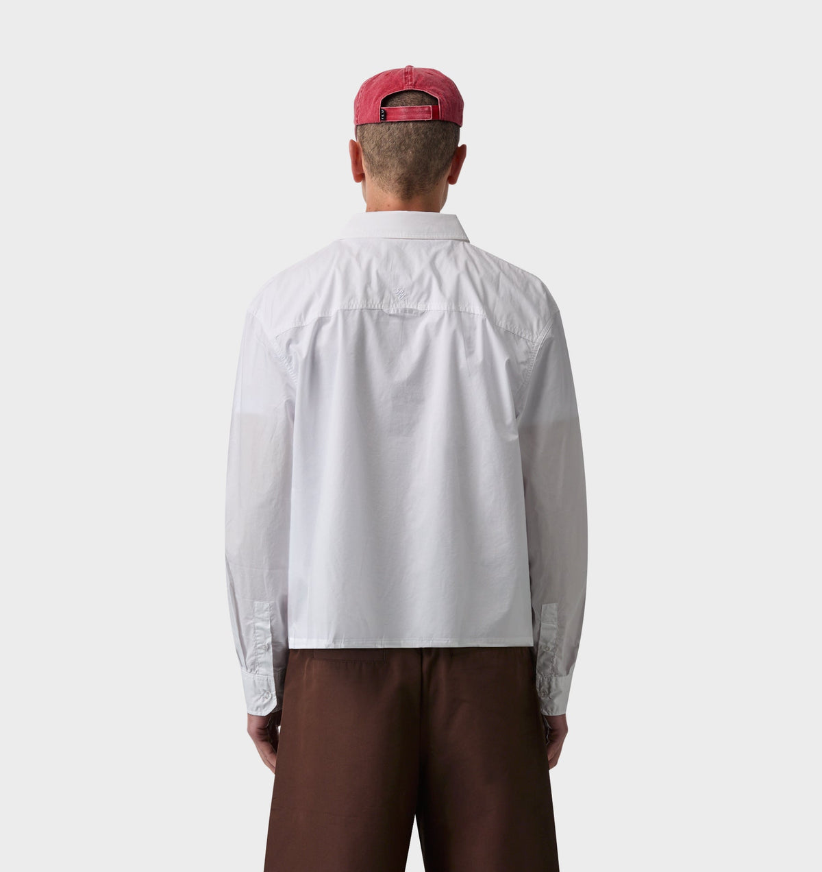 Crop LS Shirt - White Poplin