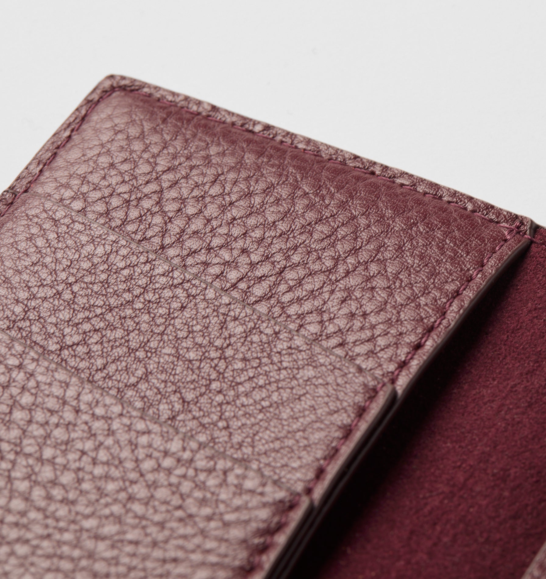 Leather Fold Card Holder - Burgundy