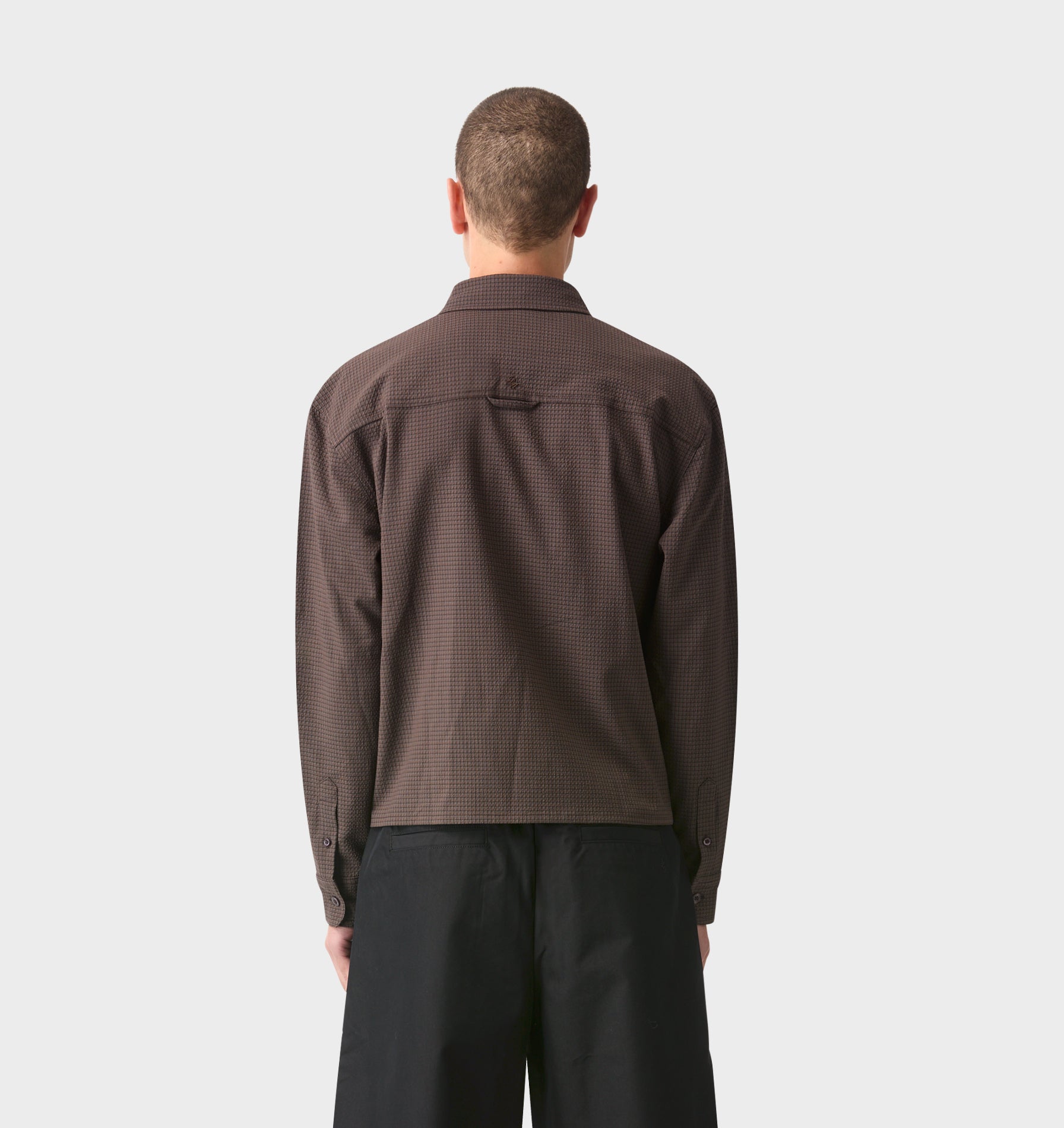 Crop LS Shirt - Brown/Black Check