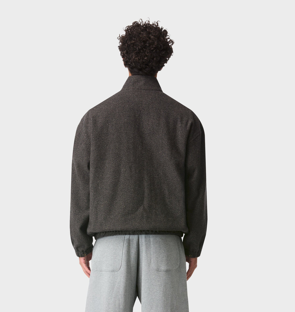 Funnel Neck Jacket - Charcoal Tweed