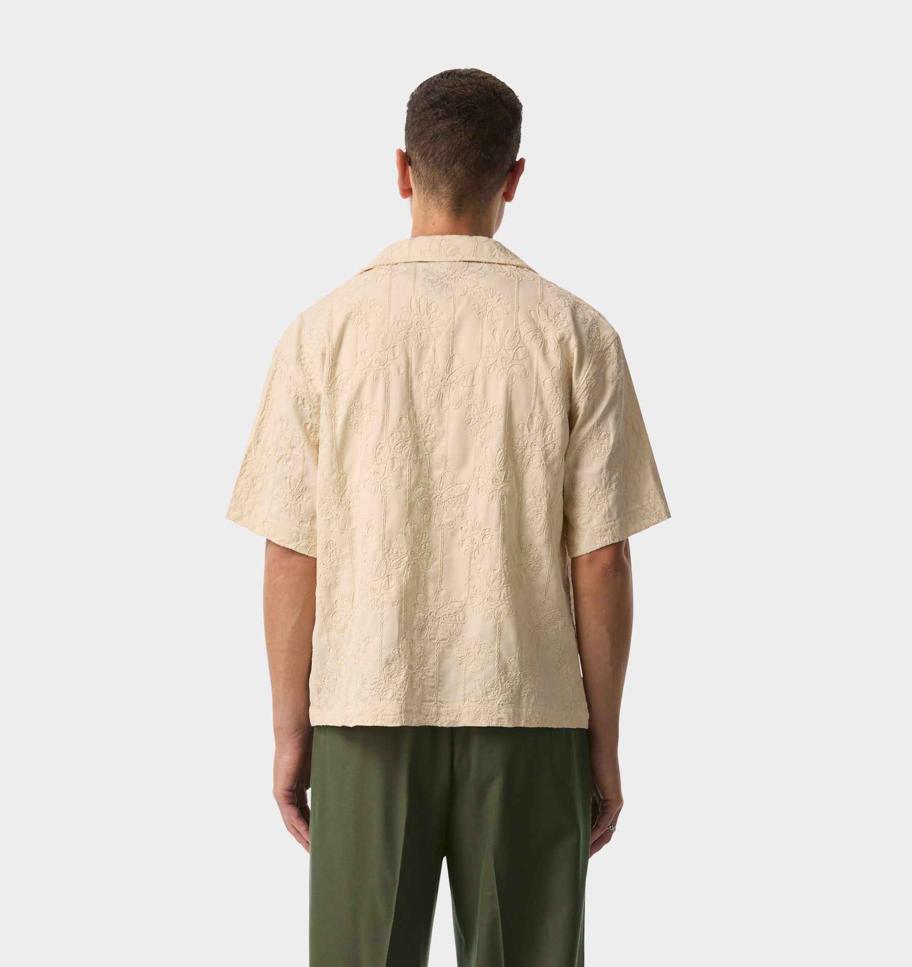 Box Cuban Collar Shirt - Off White Floral