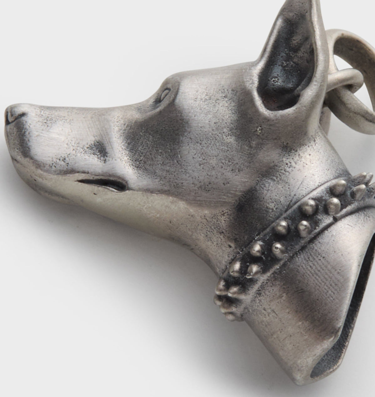 Doberman Pendent - White Brass