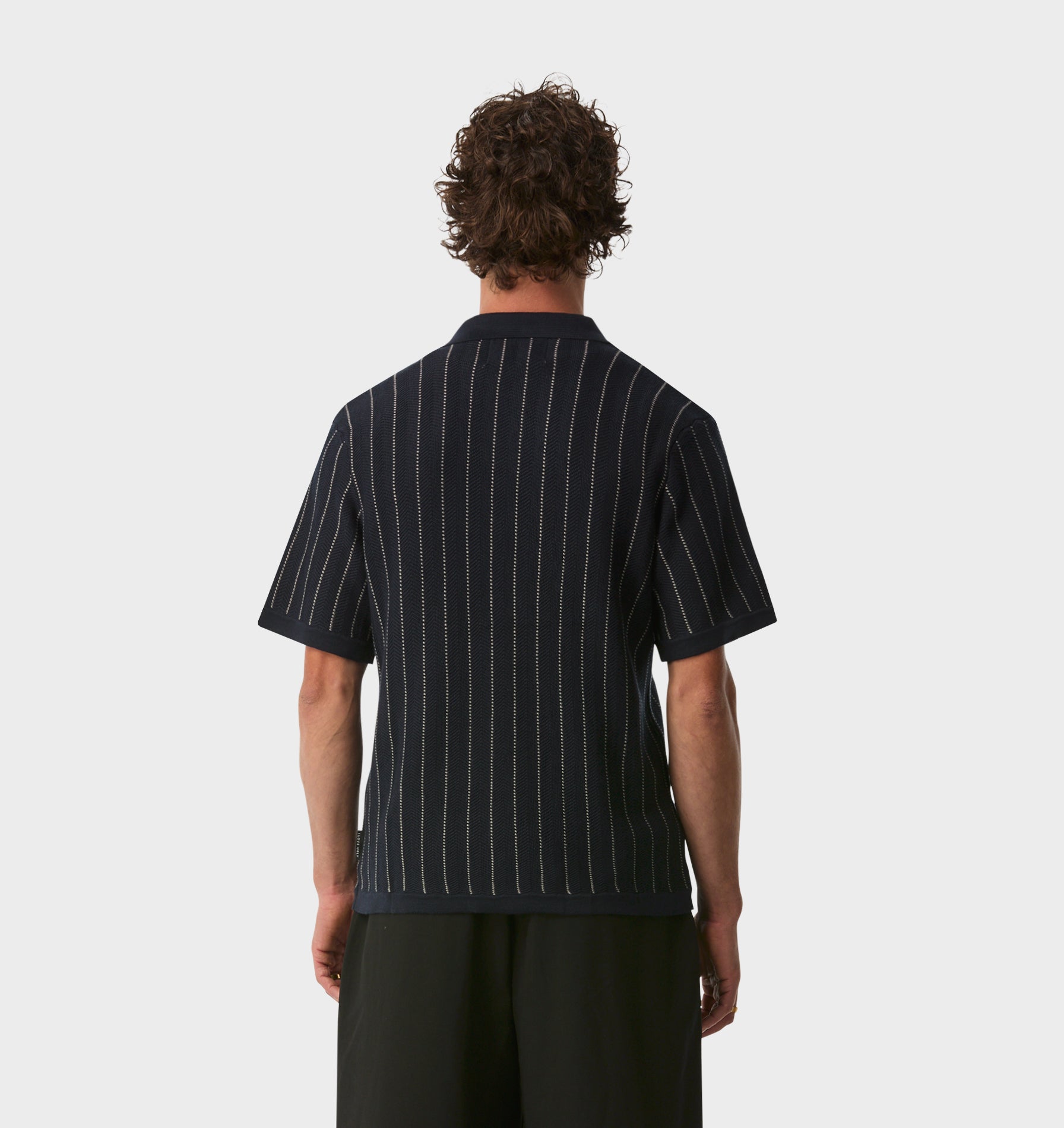 Jasper Knit SS Shirt - Navy Stripe