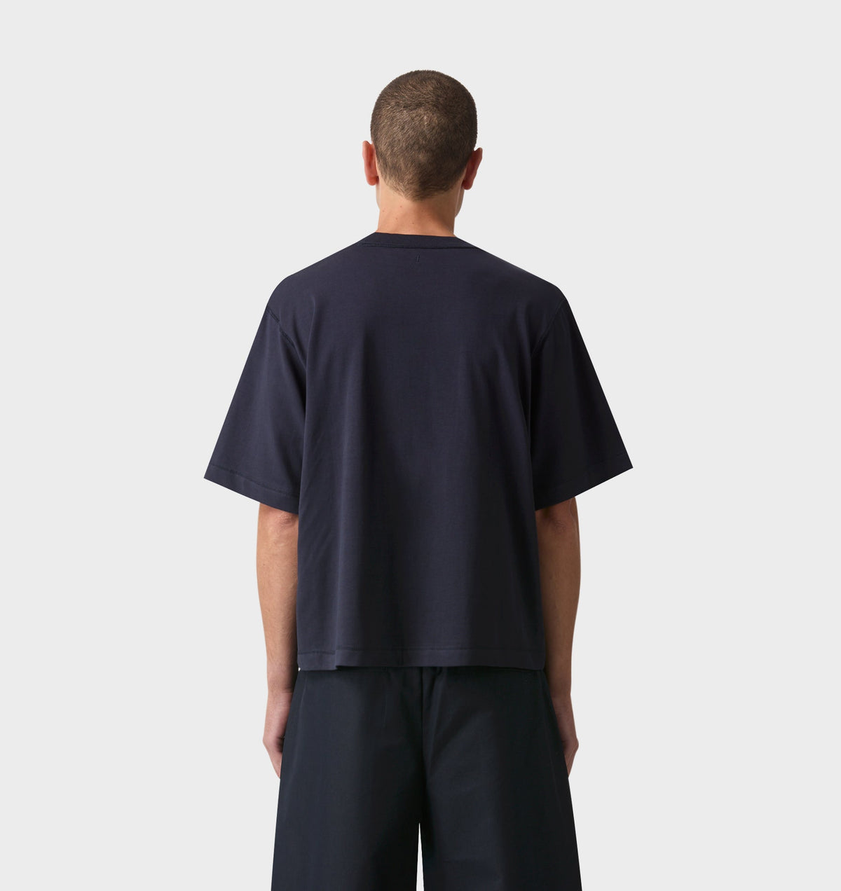 Warped Face Box Crop Tee - Washed Navy