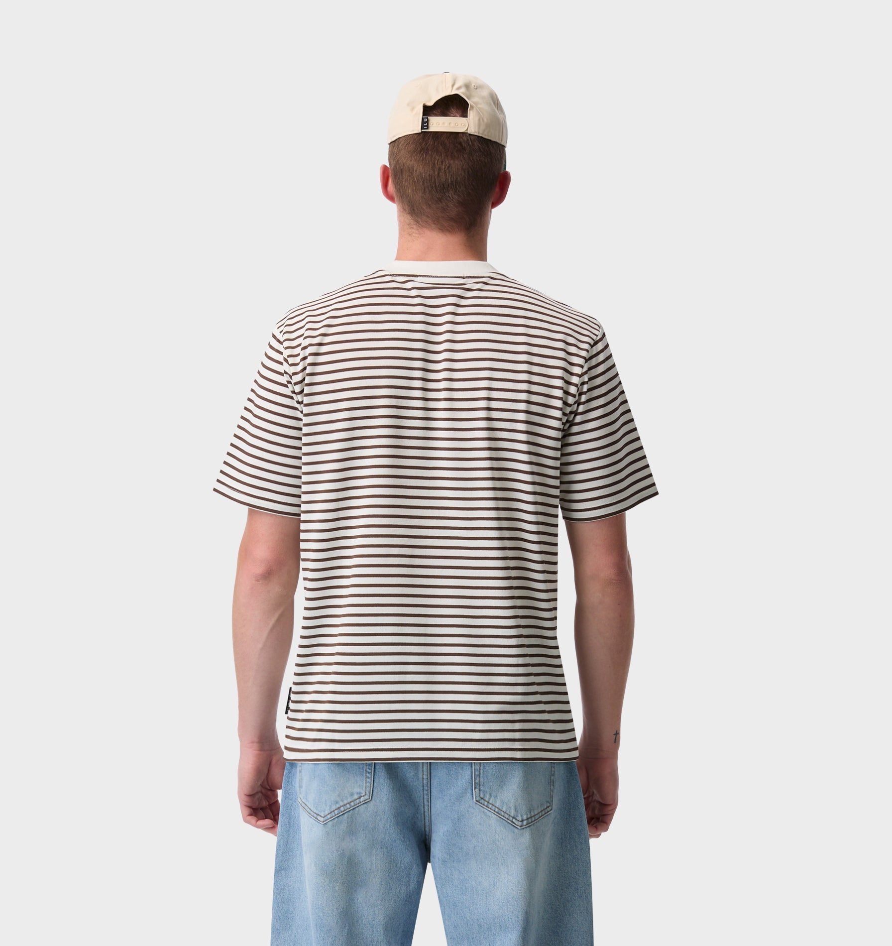 Uniform Paper Tee - Off White/ Brown Stripe