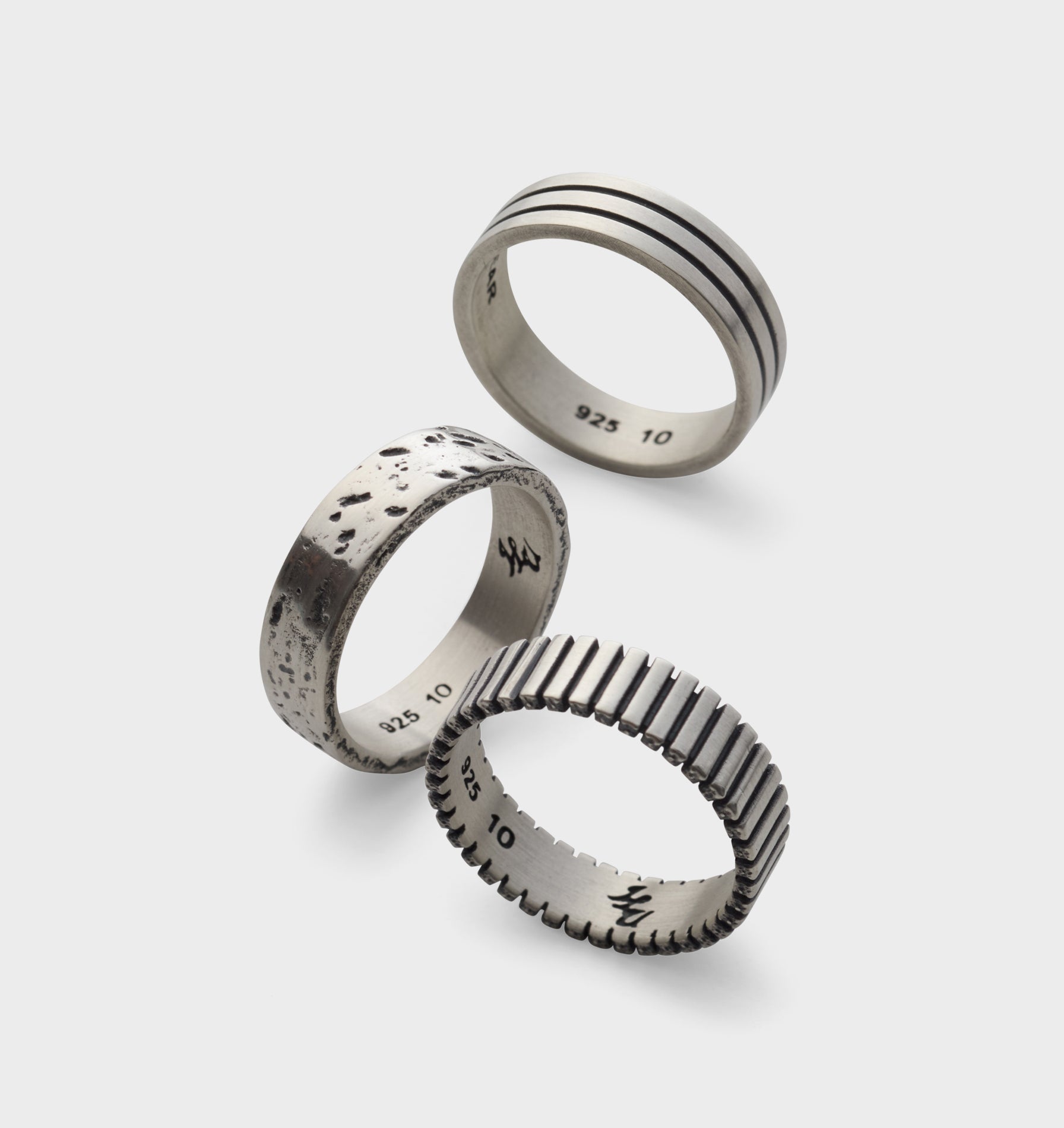 Fine Distressed Band Ring - Silver