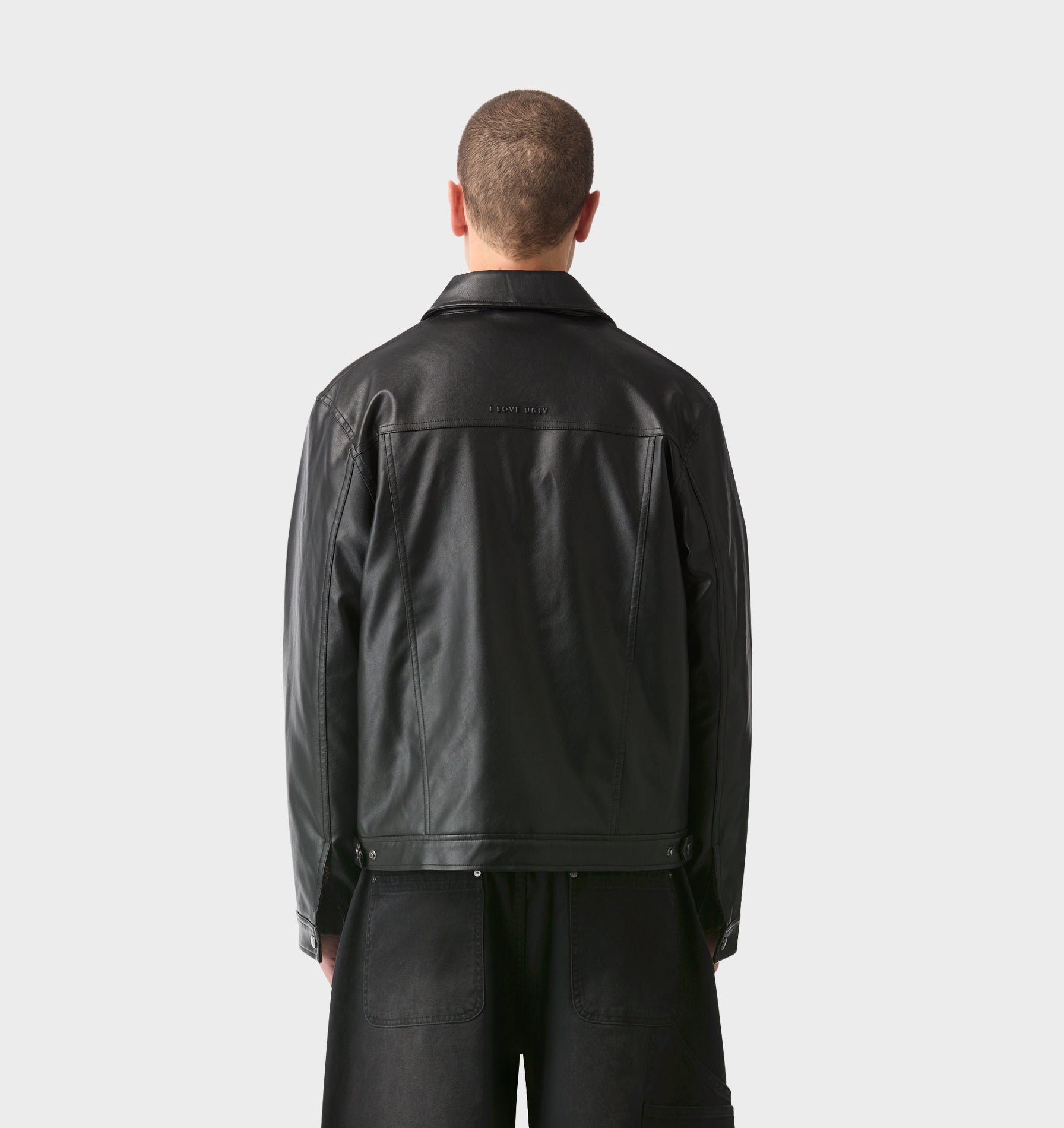 Dayton Faux Leather Jacket- Black