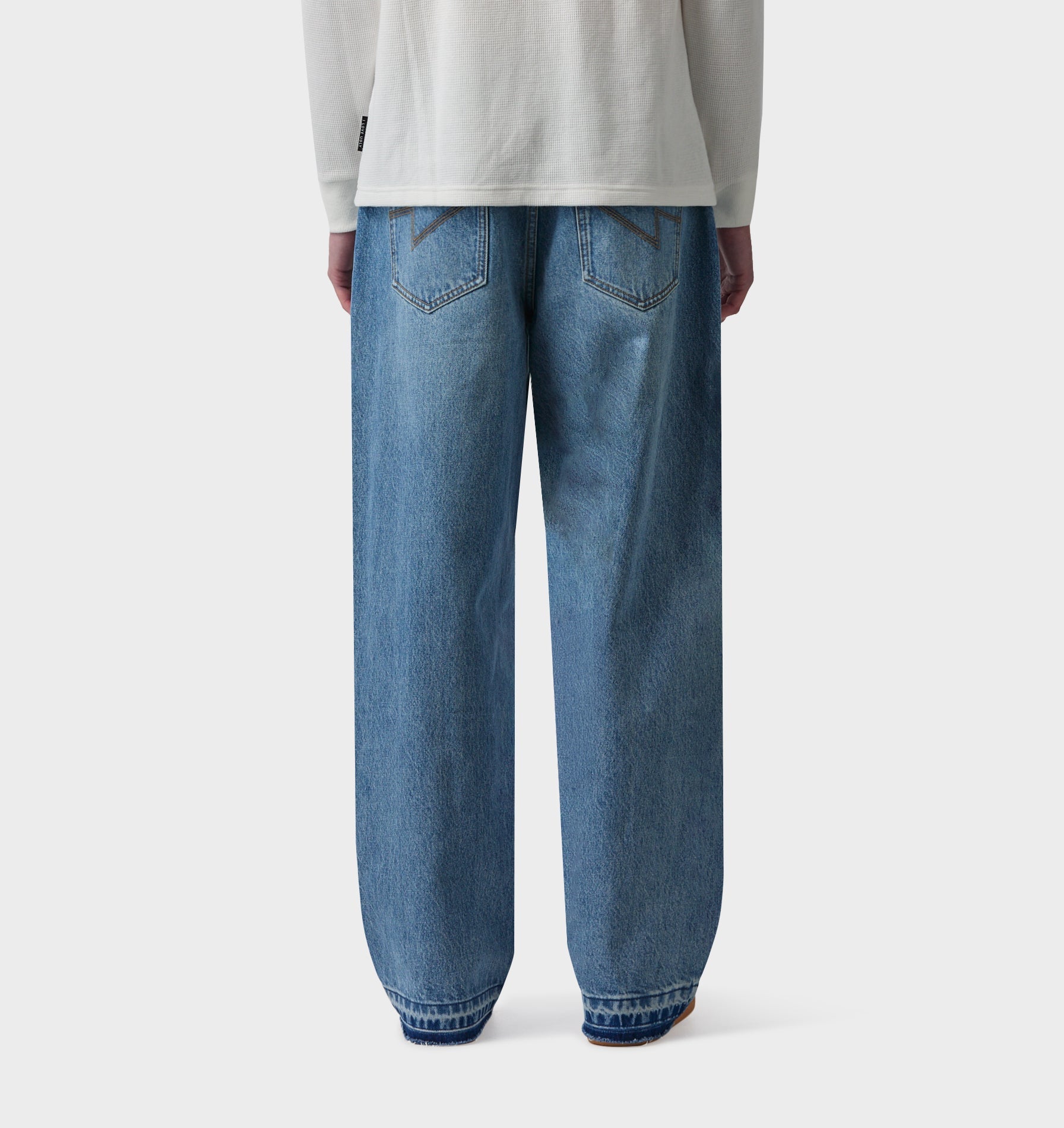 Raw Hem Edgar Wide Denim - Vintage Blue