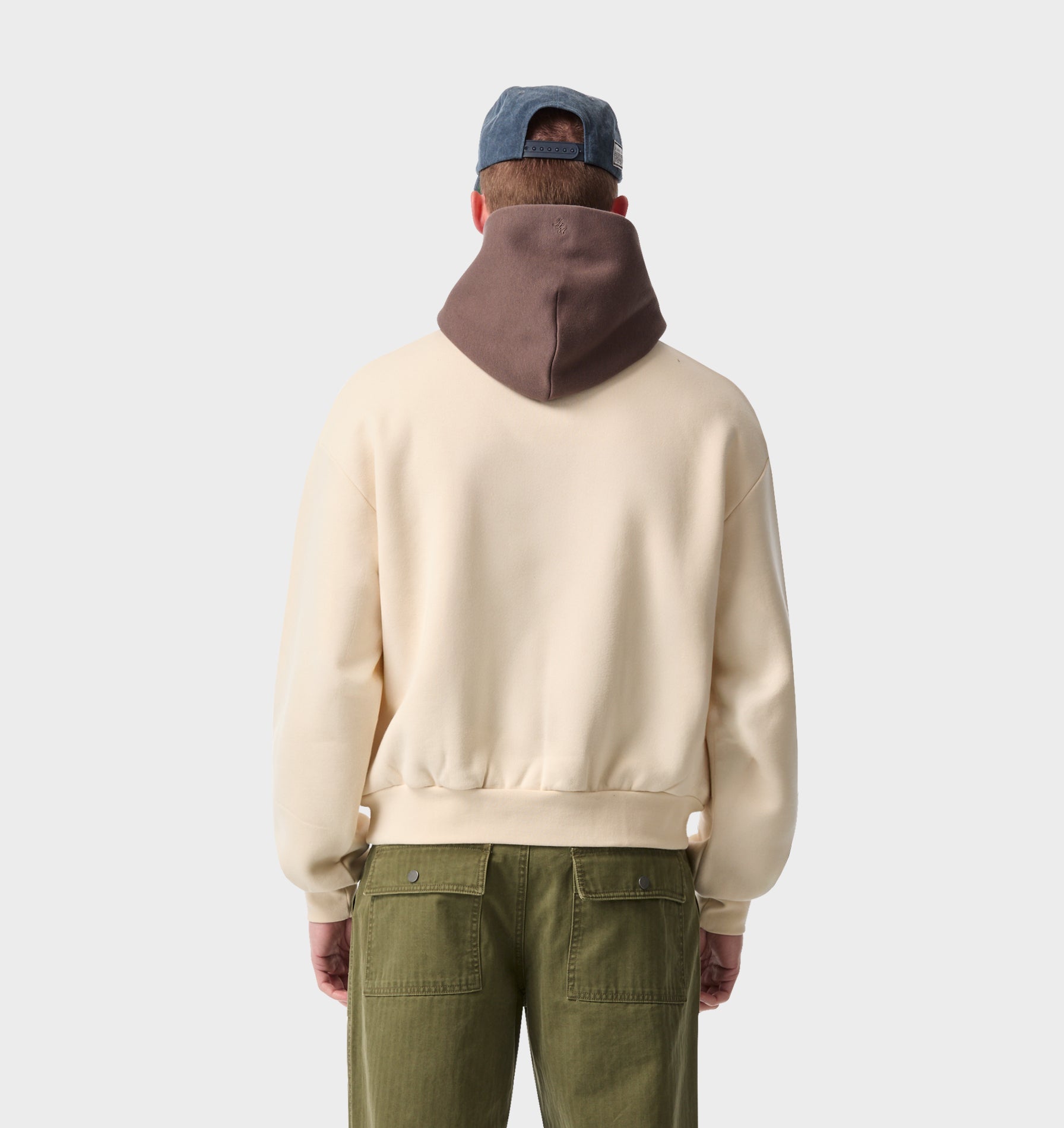 Heavy Crop Box Hood - Off White/Brown