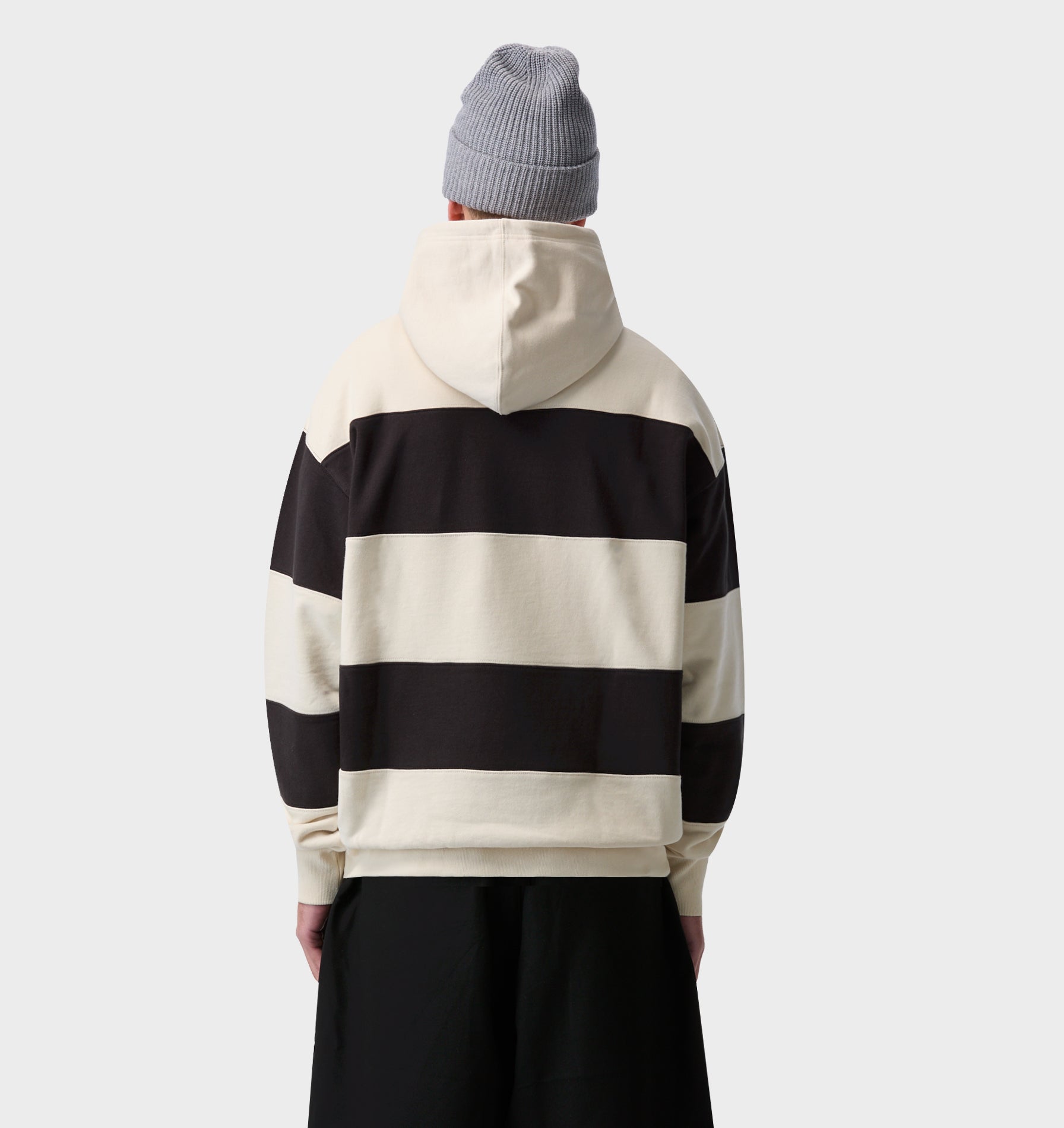Stripe Box Hood - Off White/ Charcoal