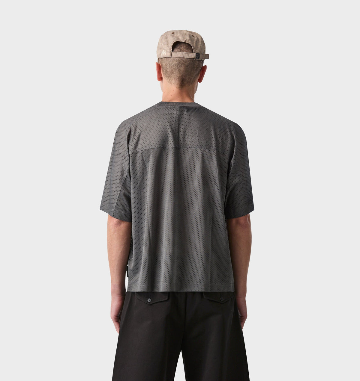 Mesh Crop Box Tee - Washed Black