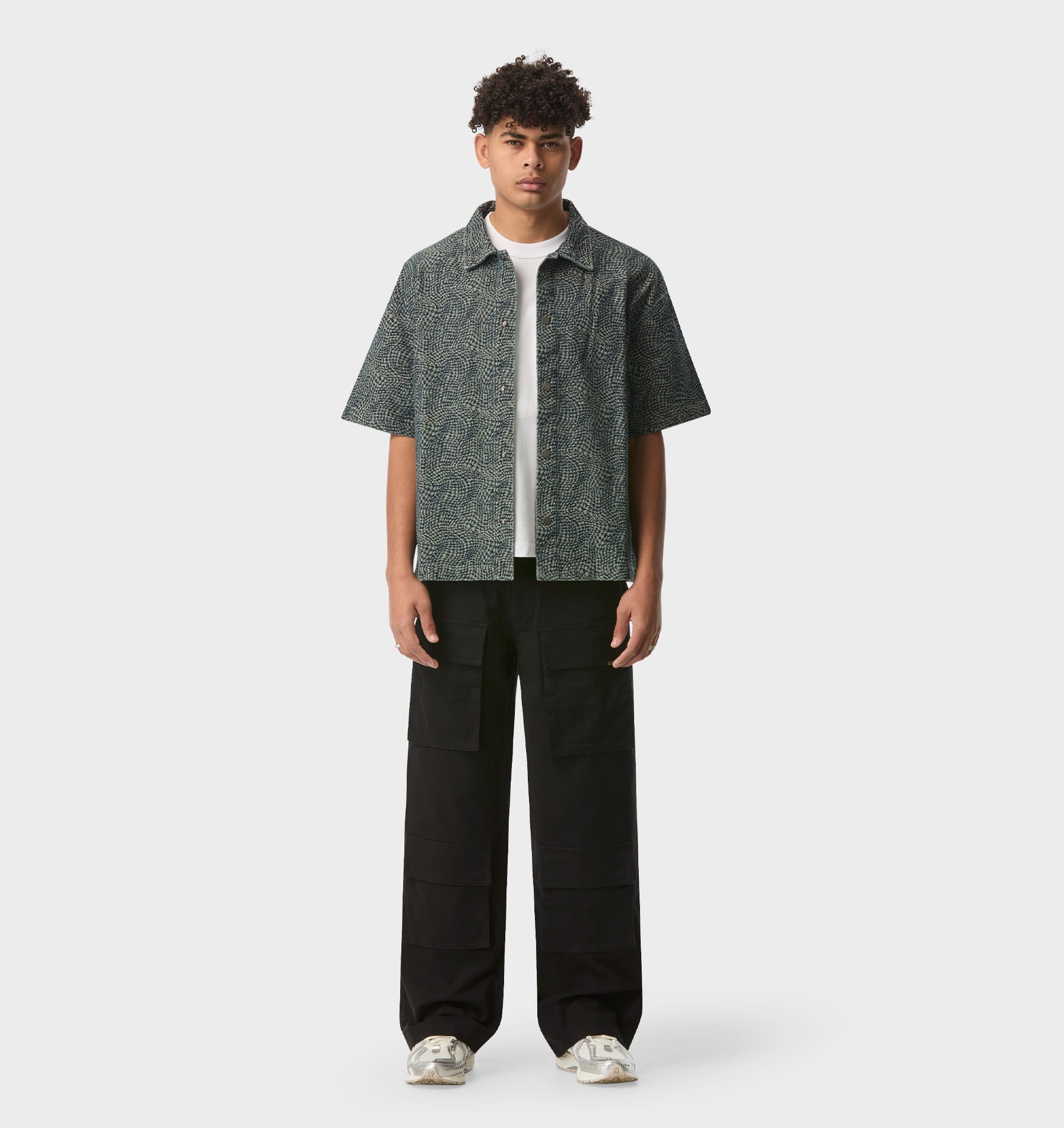 Textured Kai Denim SS Shirt - Aged Indigo