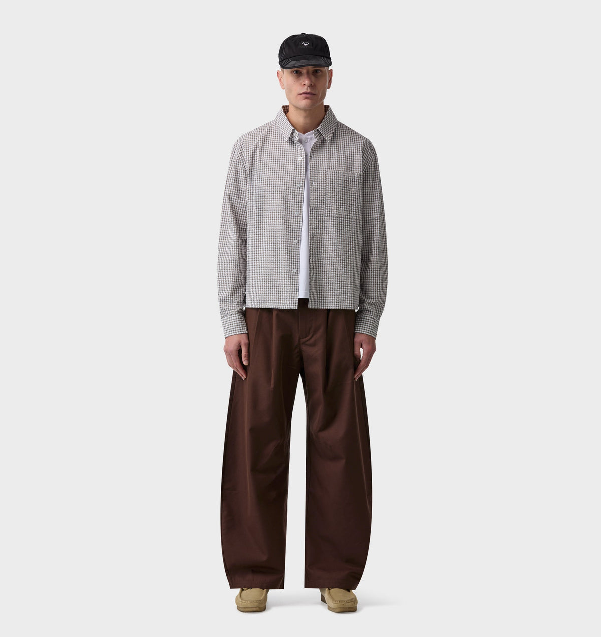 Balloon Pleat Pant - Brown