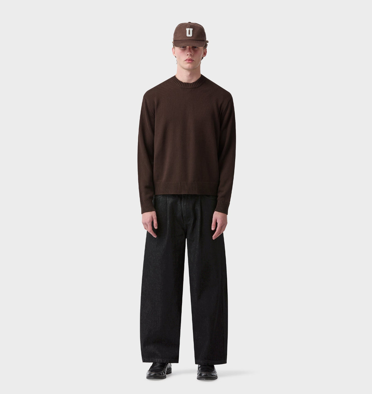 Midweight Crop Knit Sweater - Espresso
