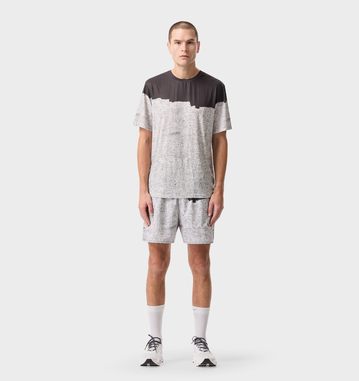 Basquiat Pegasus Active 5 Inch Core Short - Off White / Charcoal