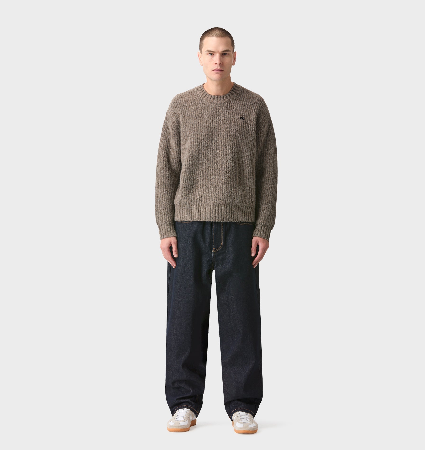Wool Crop Knit Sweater - Mushroom