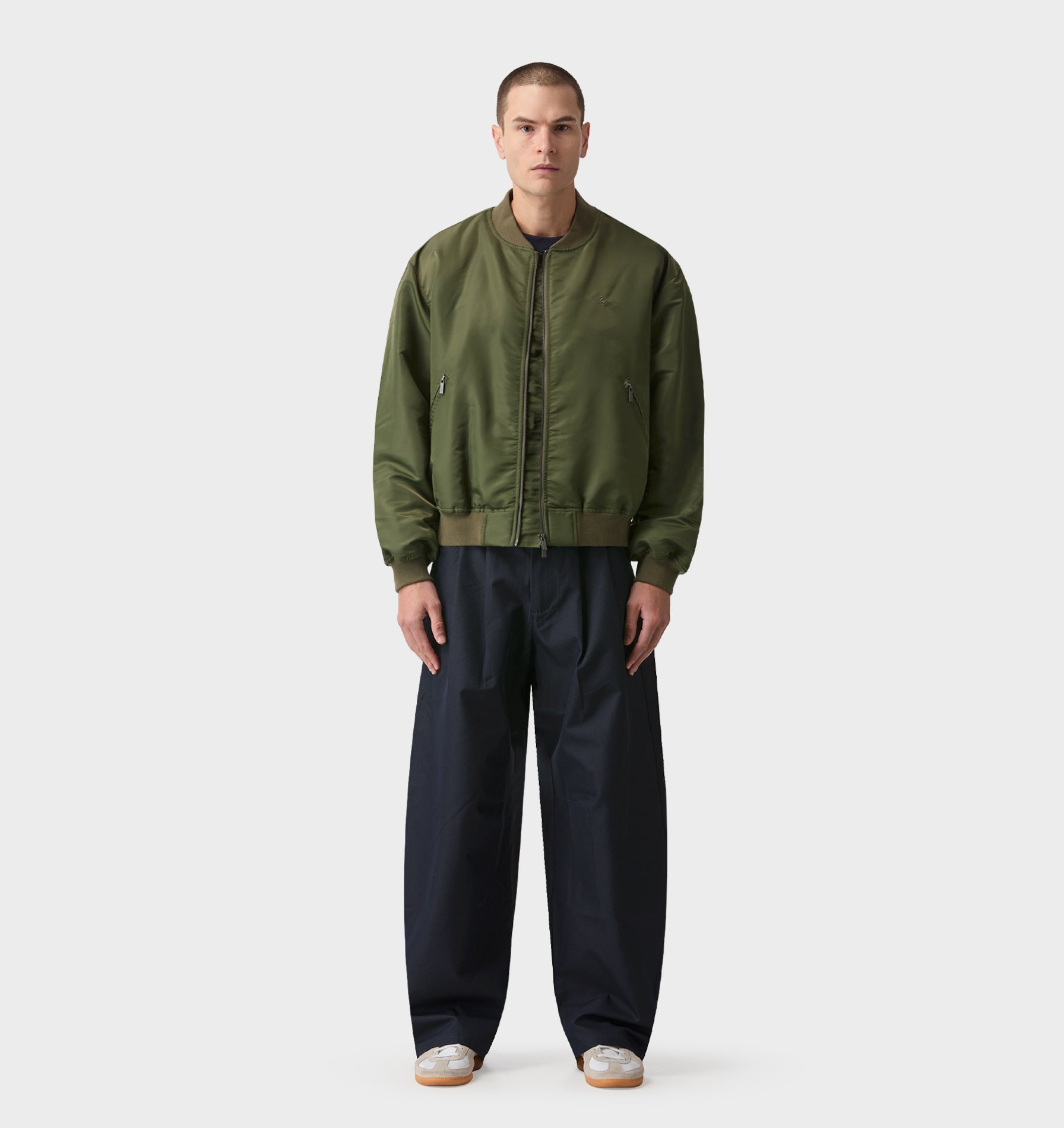 Nylon Bomber Jacket - Army Green