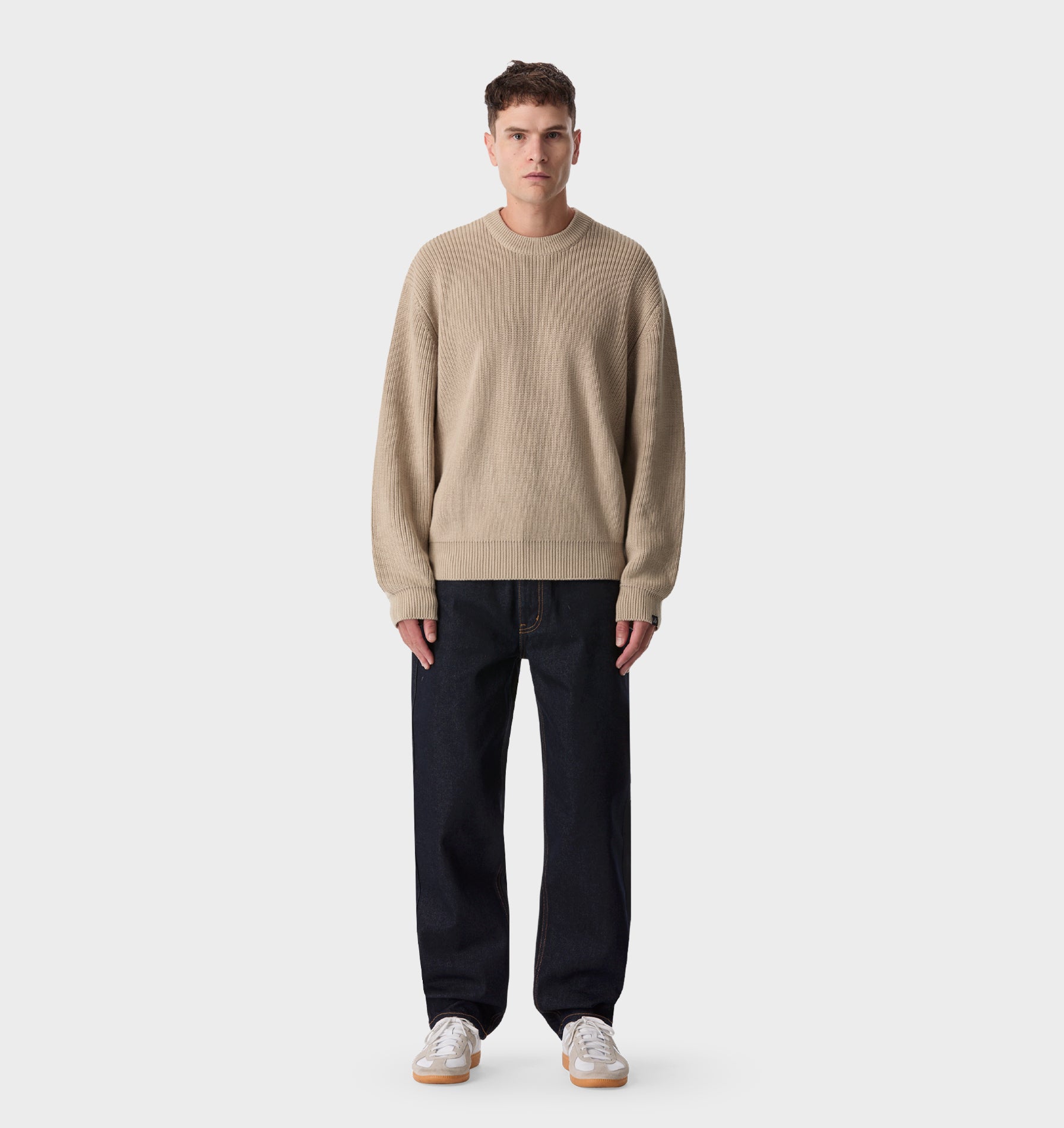 Cropped Knit Sweater - Bone