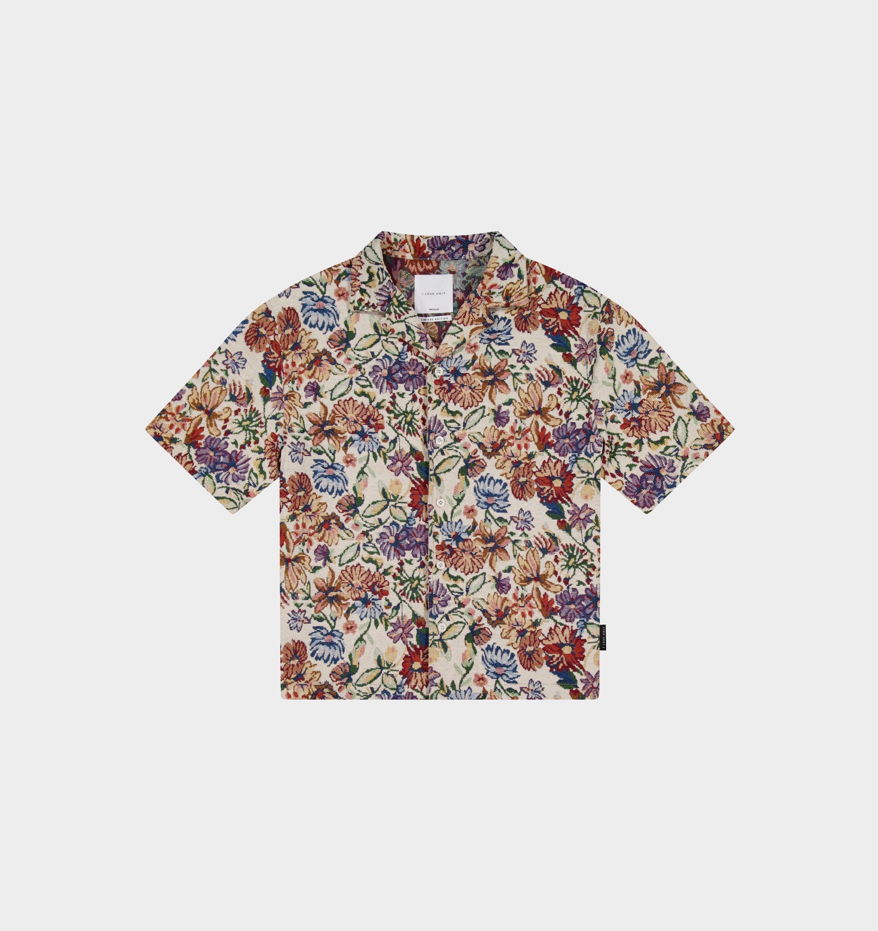 Floral Box Cuban Collar Shirt - Cream Floral