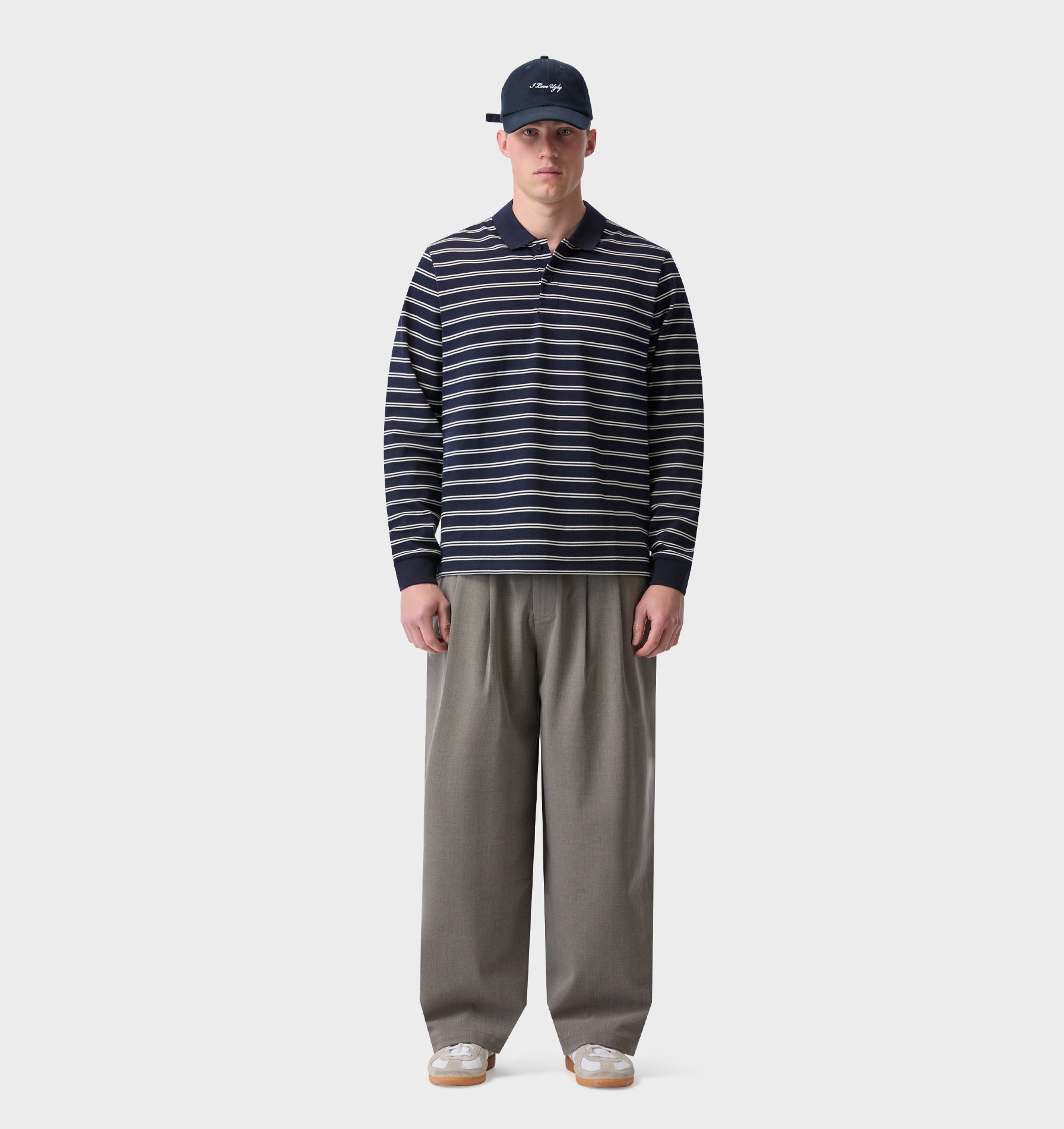 Albert Pleated Pant - Light Mushroom Stripe