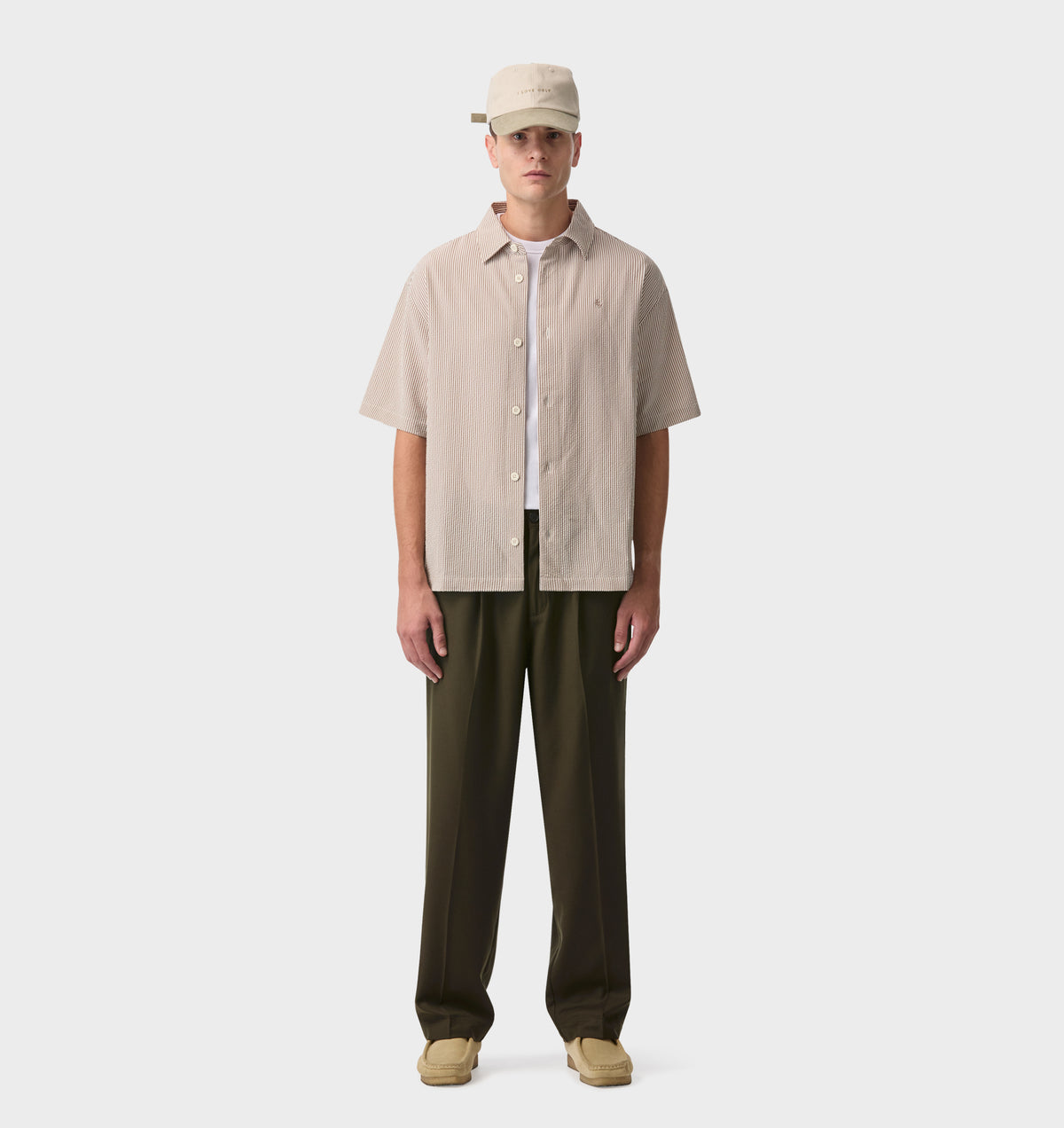 Dawson Boxy SS Shirt - Brown Stripe