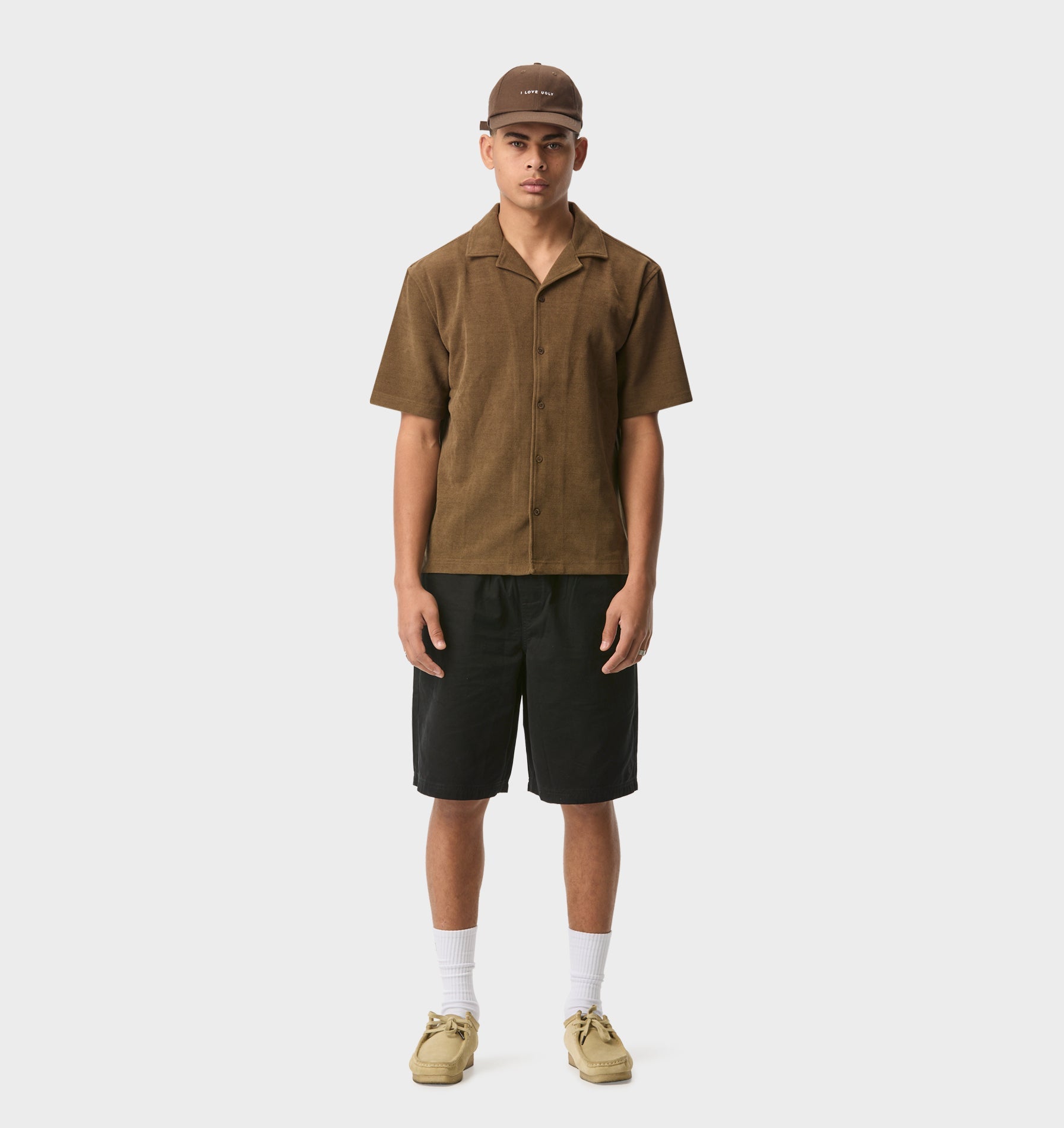 Waffle Box Cuban Collar SS Shirt - Fossil