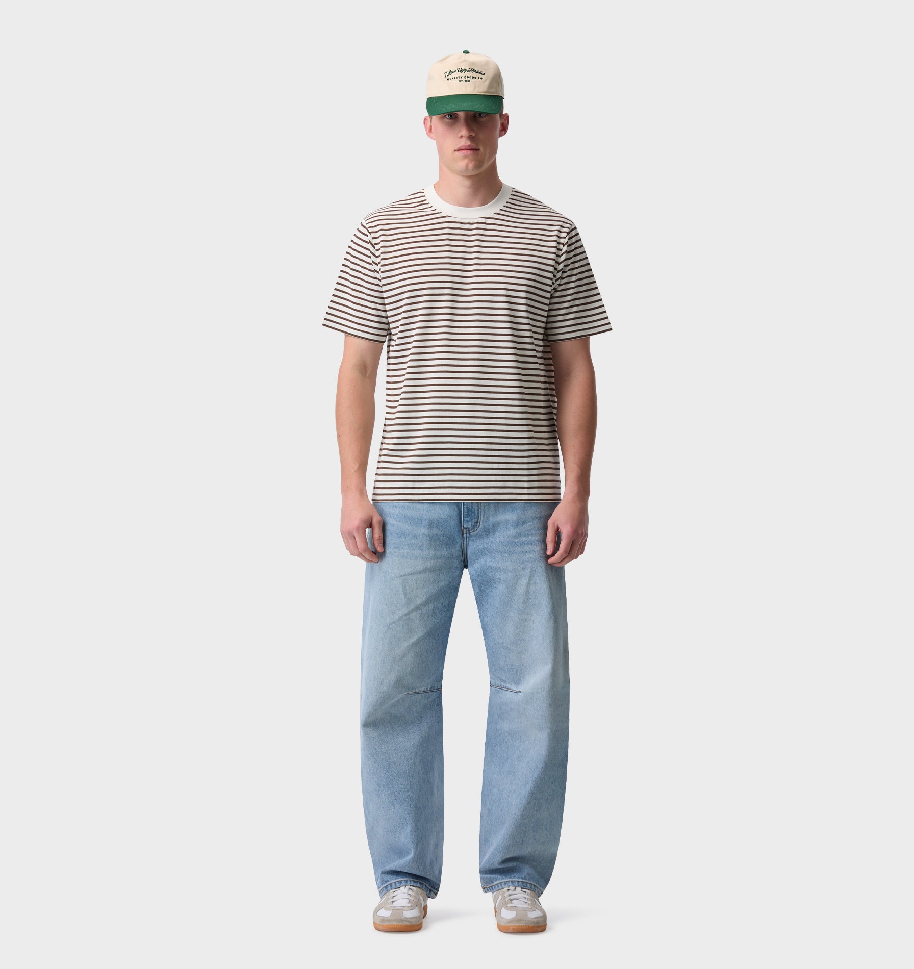 Uniform Paper Tee - Off White/ Brown Stripe