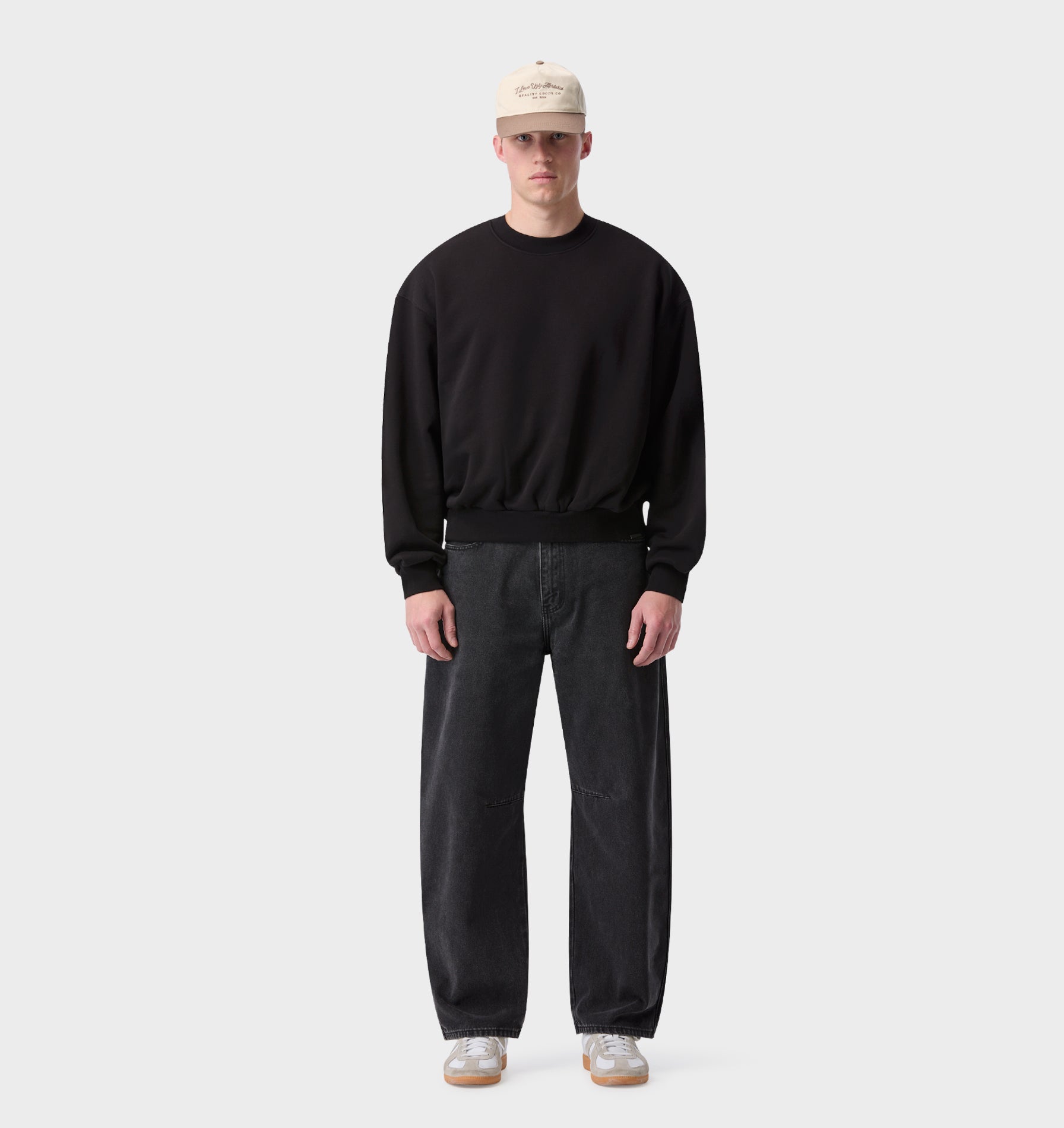 Barrel Leg Denim - Washed Black
