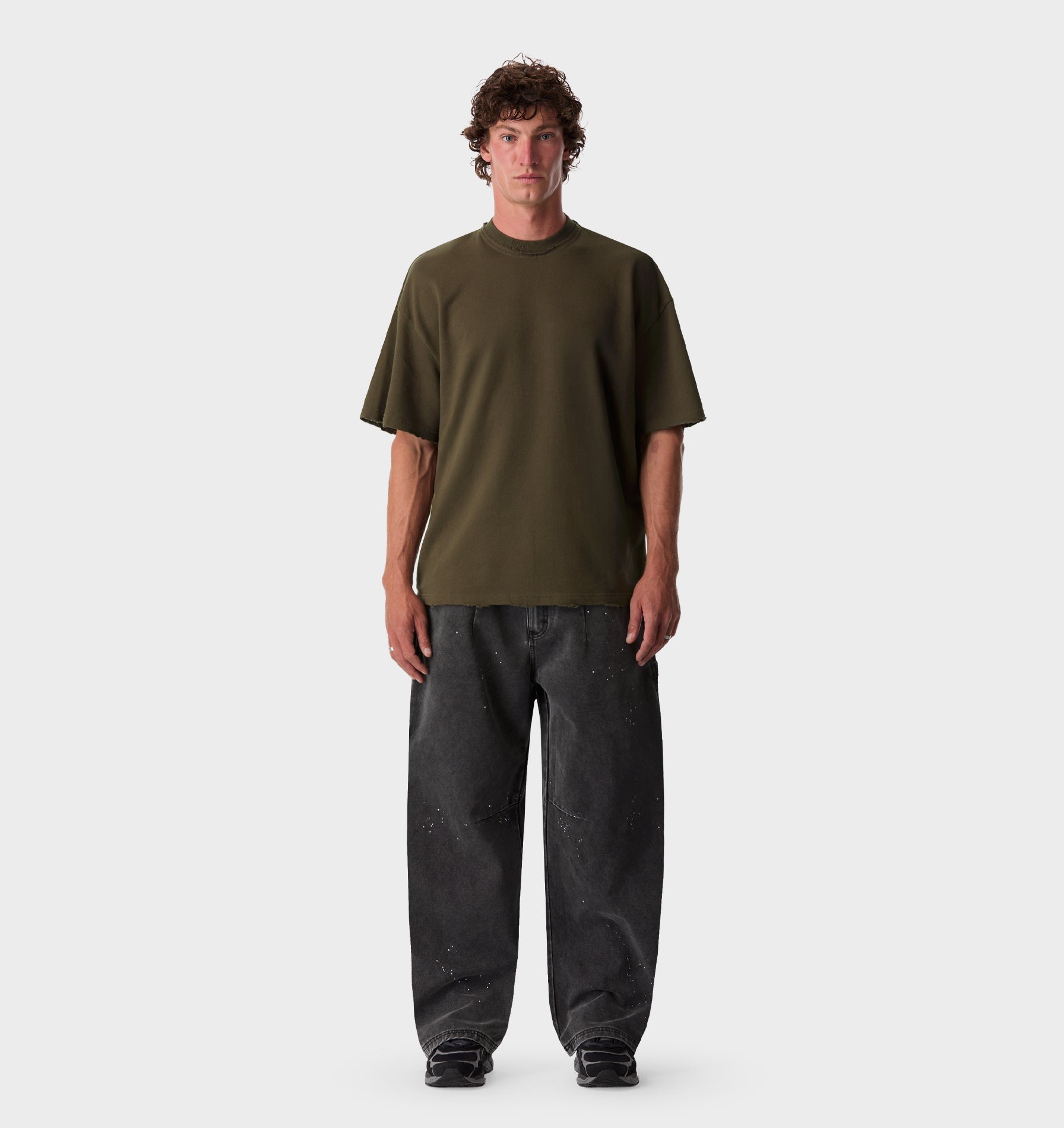 Raw Hem Heavy Box Tee 2.0 - Burnt Olive