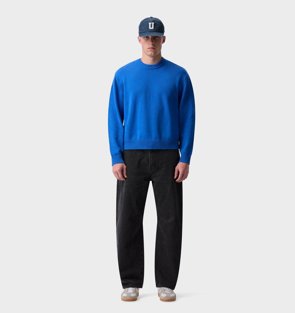 Midweight Crop Knit Sweater - Cobalt