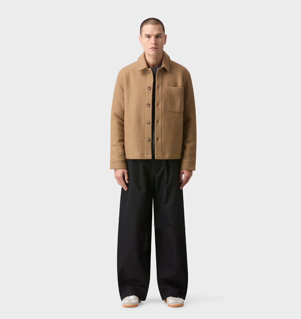 Boiled Wool Overshirt - Camel