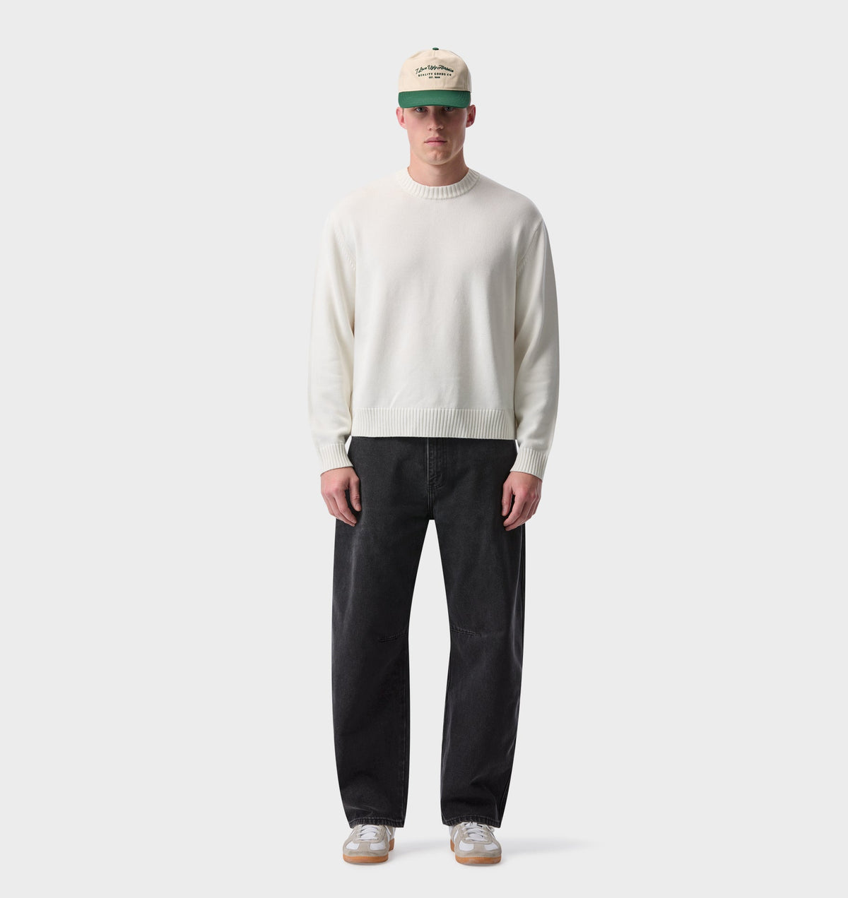 Midweight Crop Knit Sweater - Off White