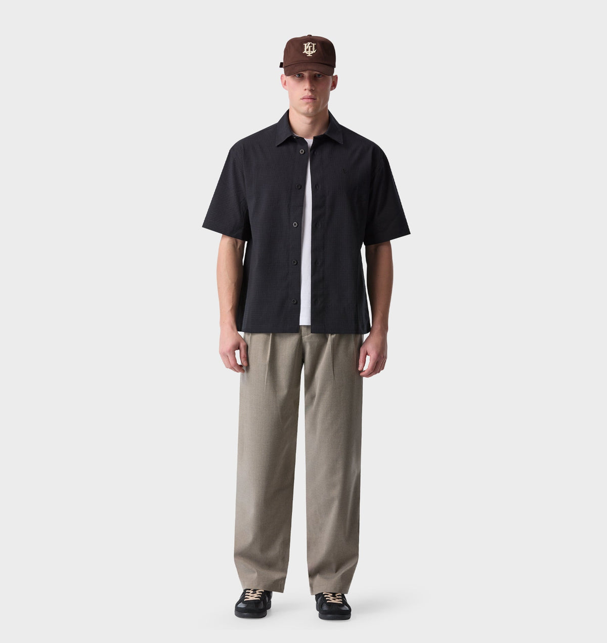 Twin Pleat Pant - Sand Herringbone
