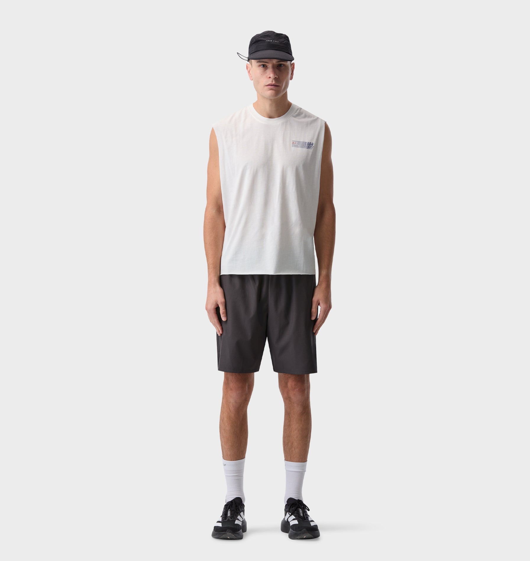 Skeleton Cotton Athletic Crop Tank - Aged White