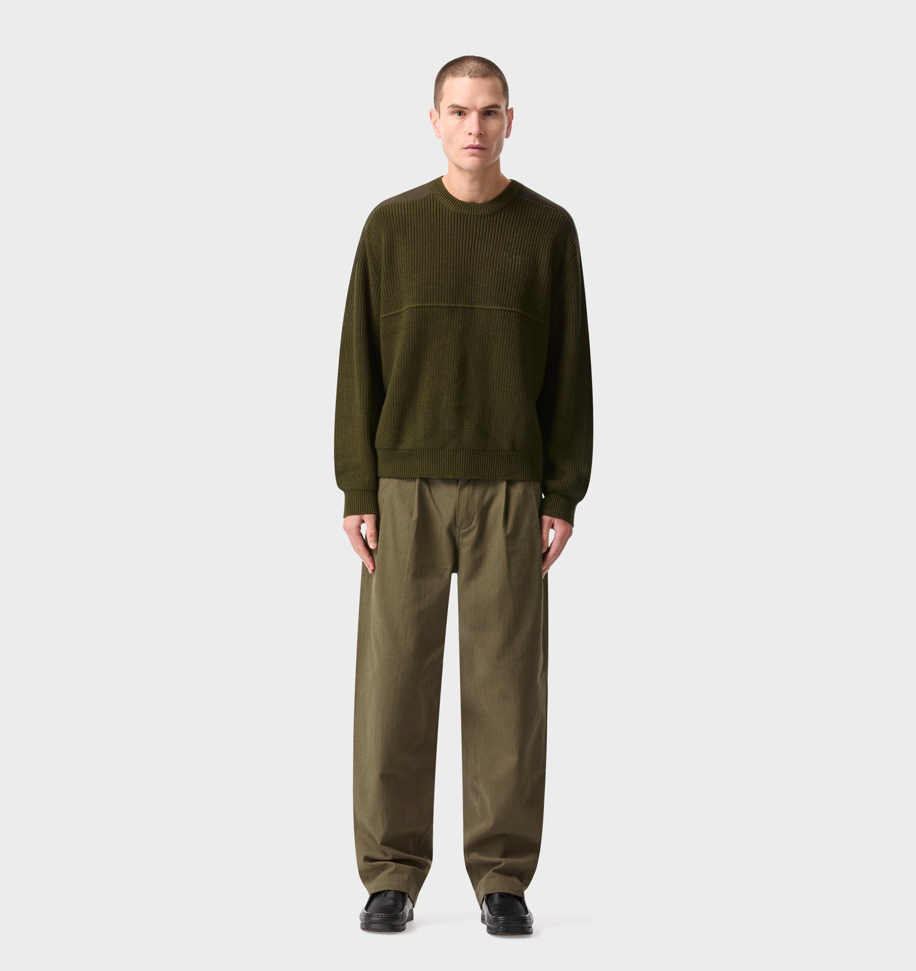 Militia Cropped Knit Sweater - Olive Marle