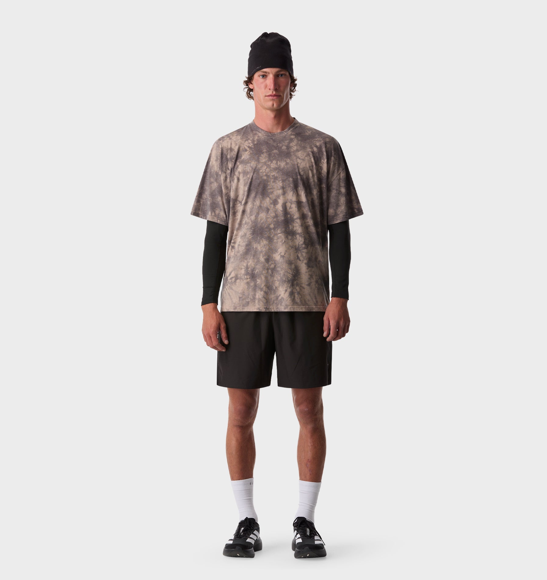 Active Cotton Box Tee - Brown Tie Dye