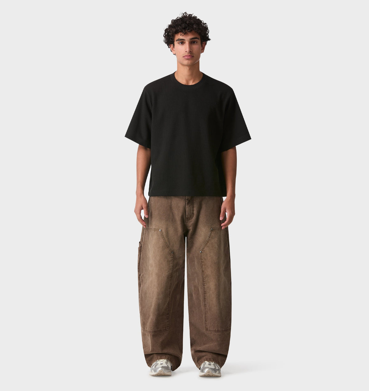 Waffle Box Crop Tee - Black