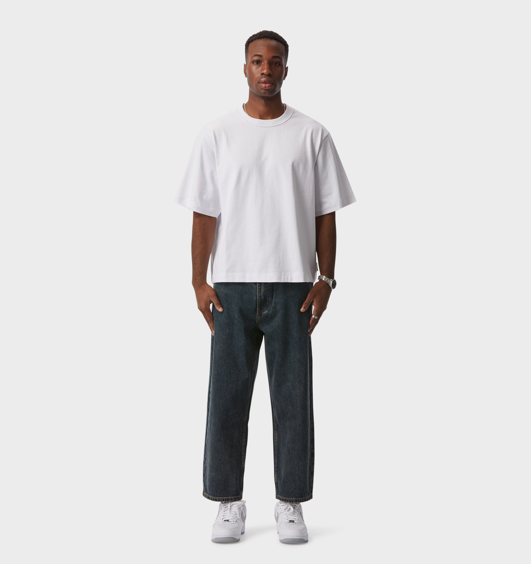 Crop Box Tee - White