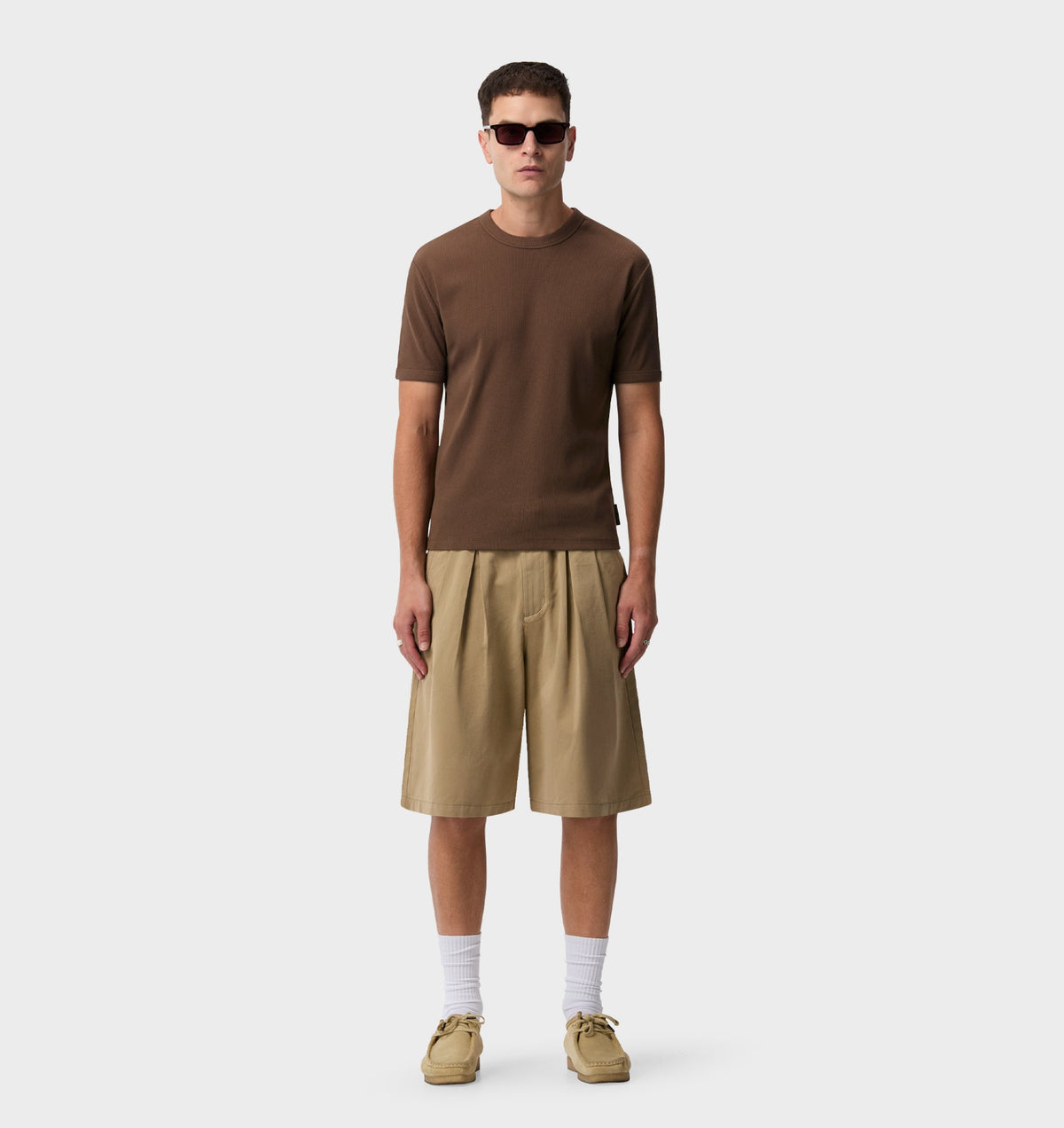Ribbed Slim Tee - Fossil Brown