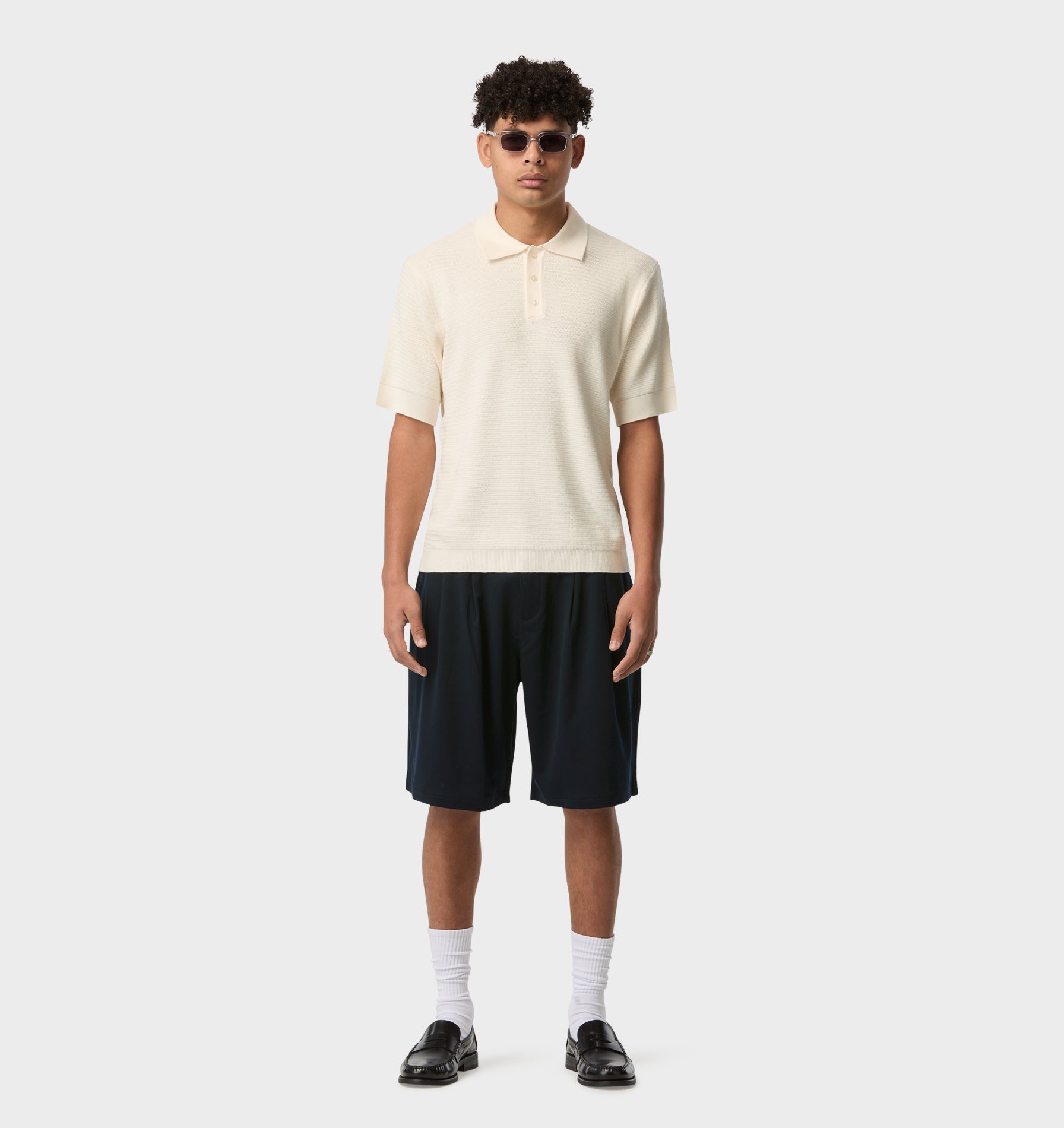 Ronan SS Knit Polo - Off White