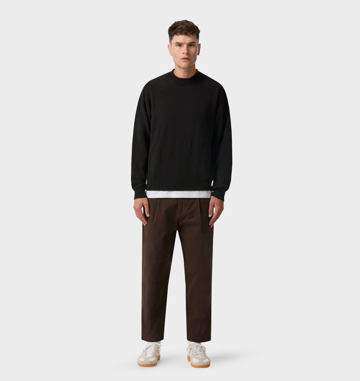 Rolled Neck Knit Sweater - Black