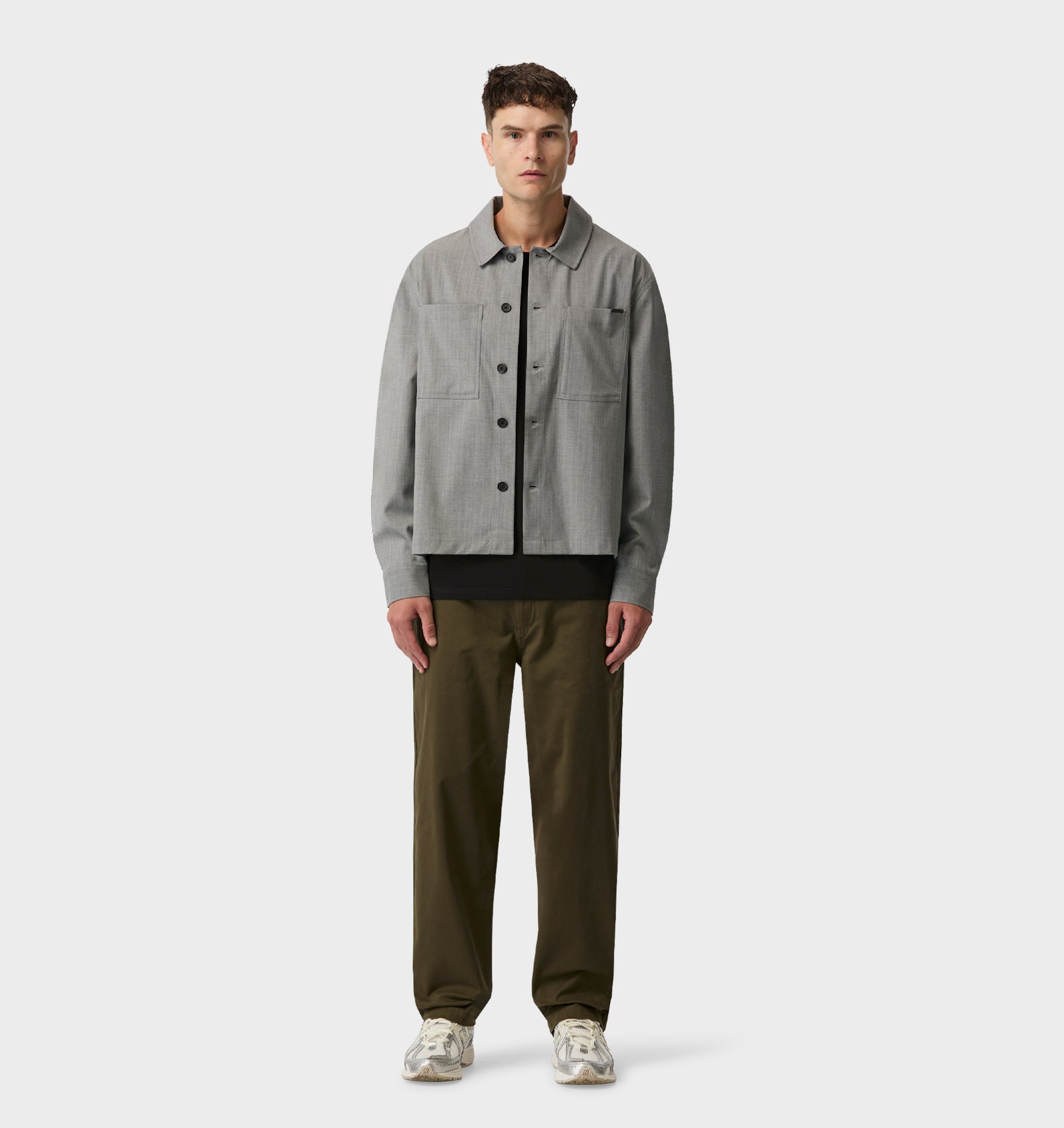 Tailored Overshirt - Grey Pinstripe