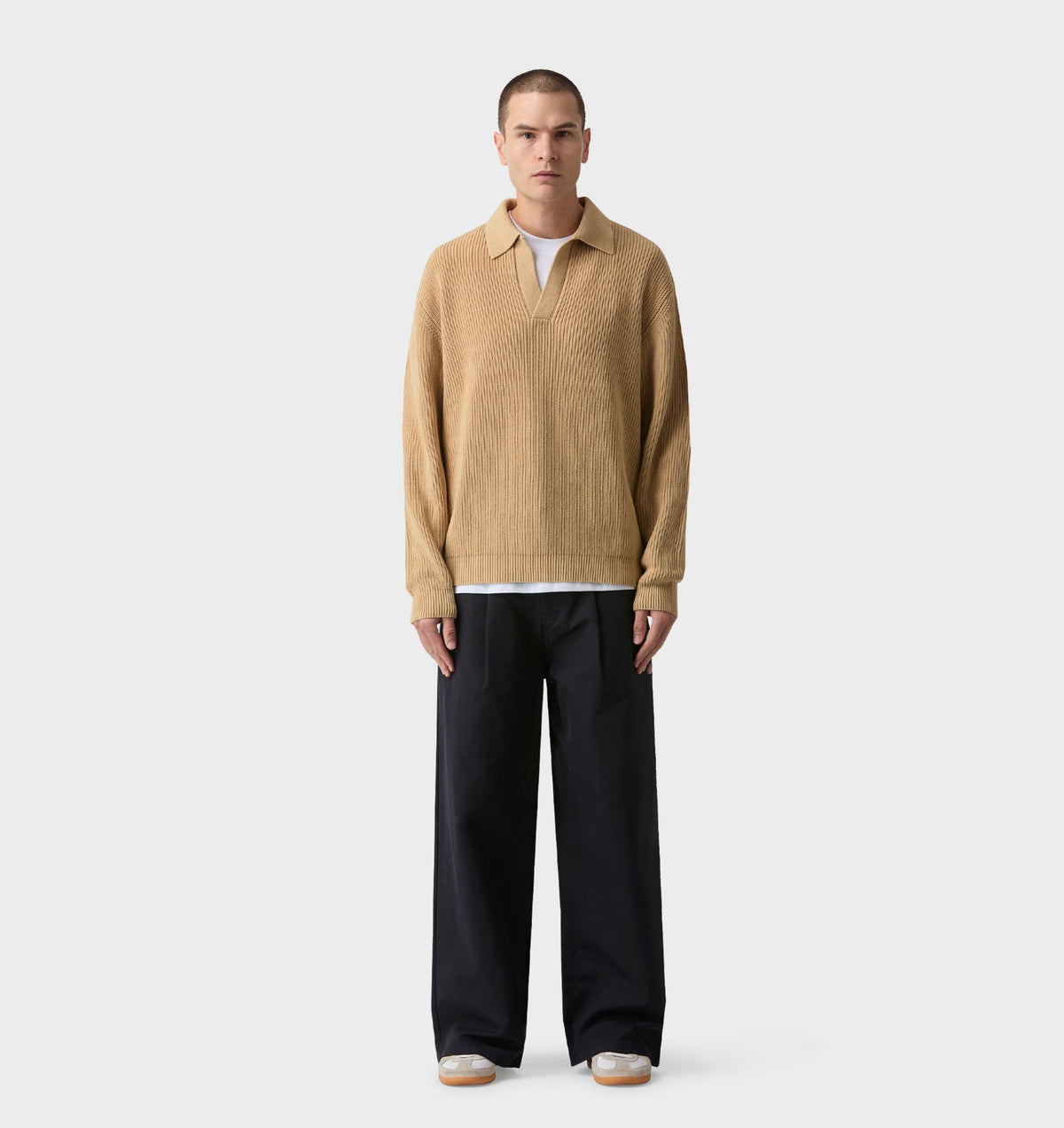 Knit LS Polo - Smokey Mustard