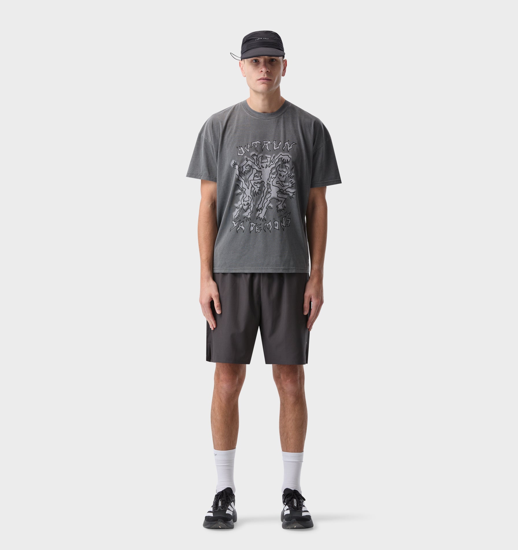 Demon Active Crop Tee - Washed Black