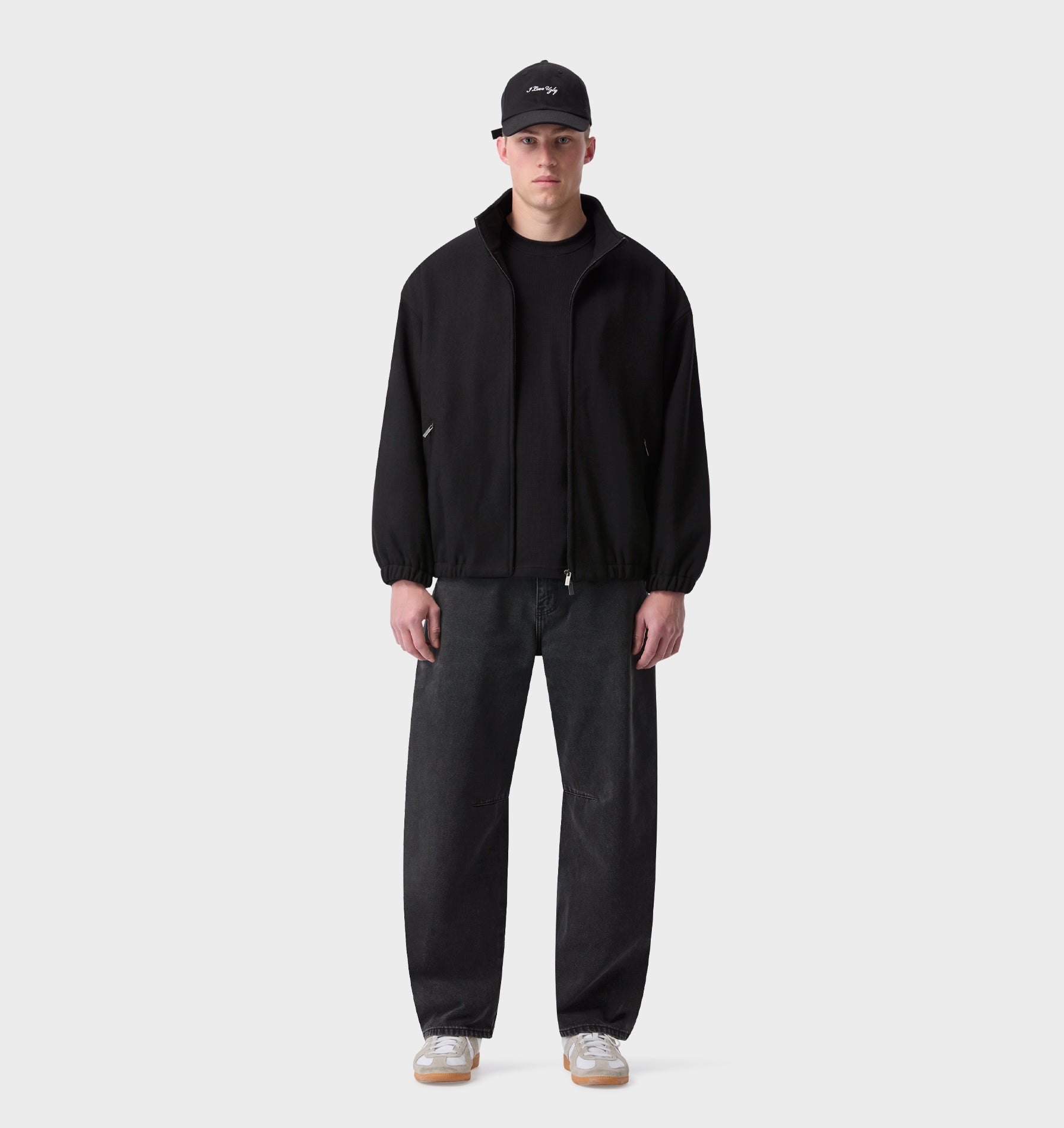 Funnel Neck Jacket - Black Wool