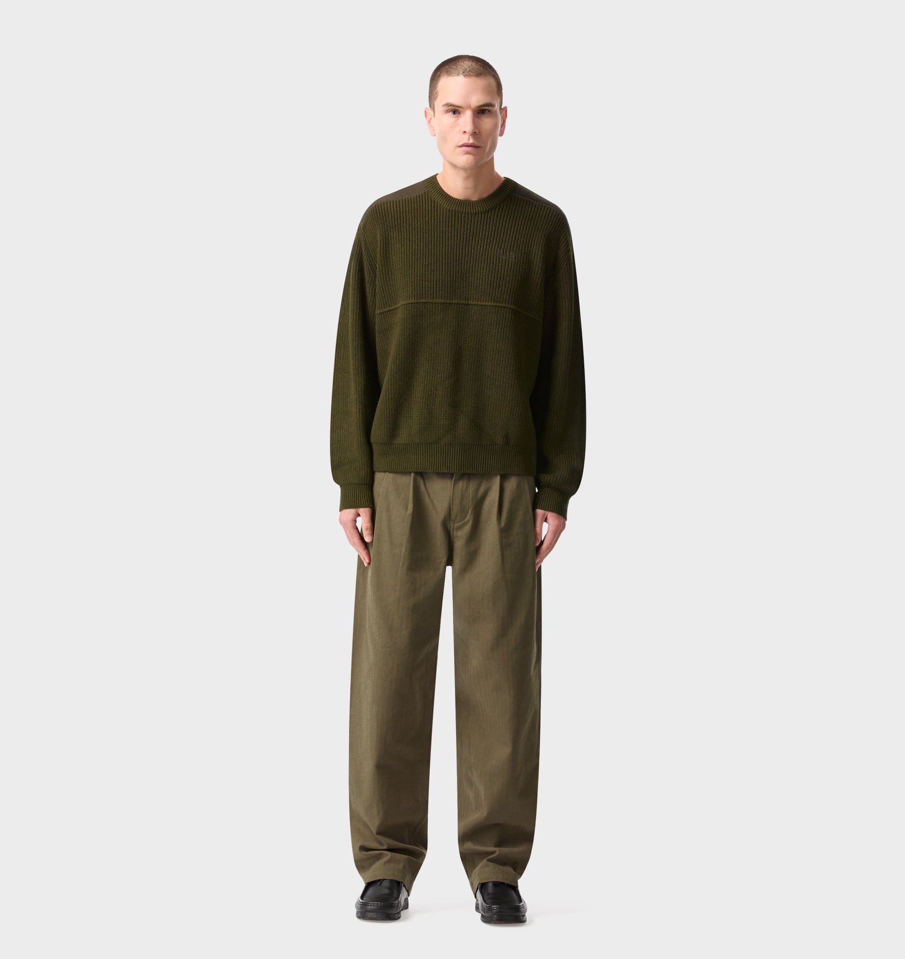 Militia Cropped Knit Sweater - Olive Marle
