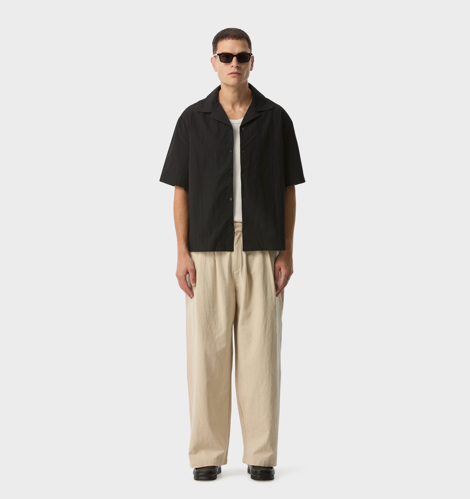 Box Cuban Collar Shirt - Vintage Black